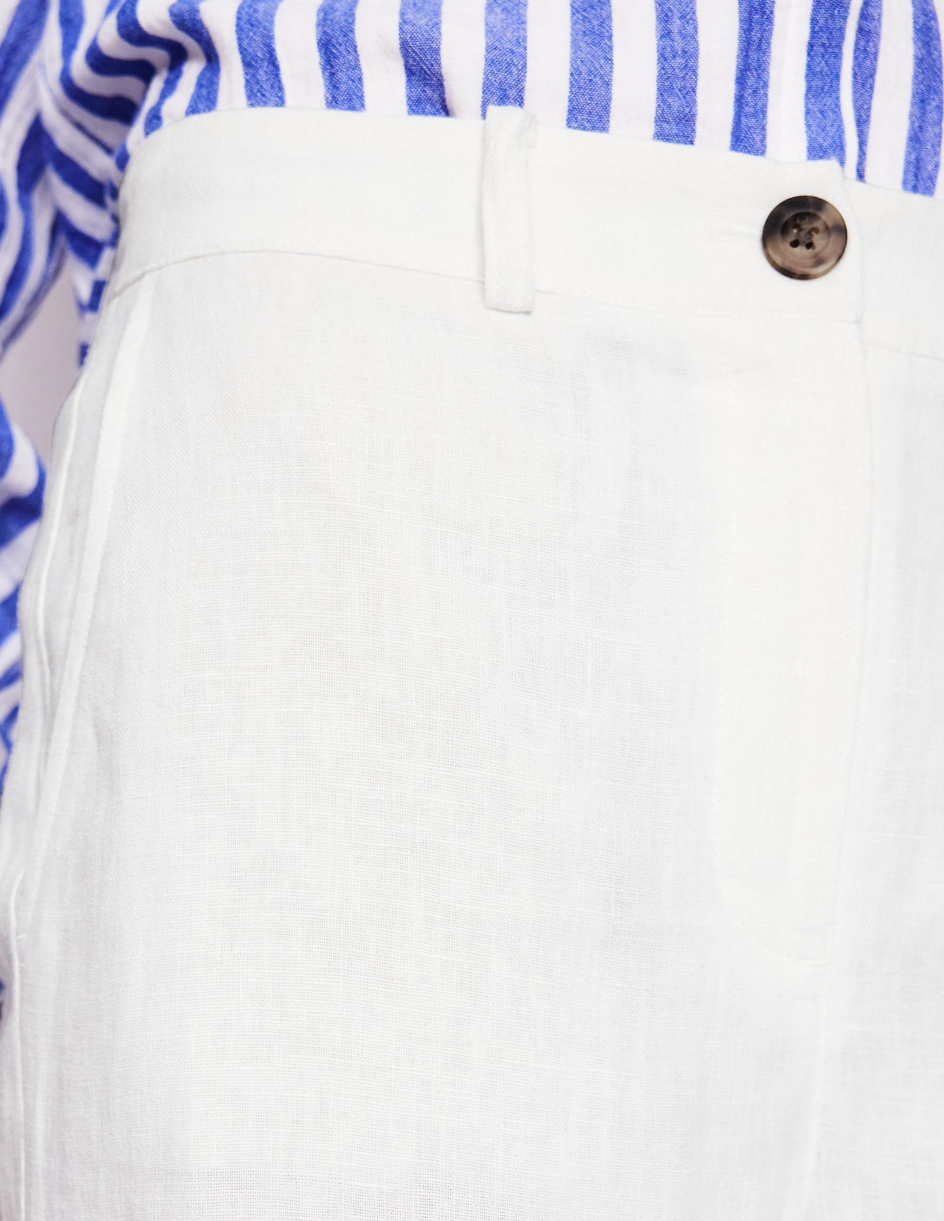 Westbourne Crop Linen Trousers-White-1