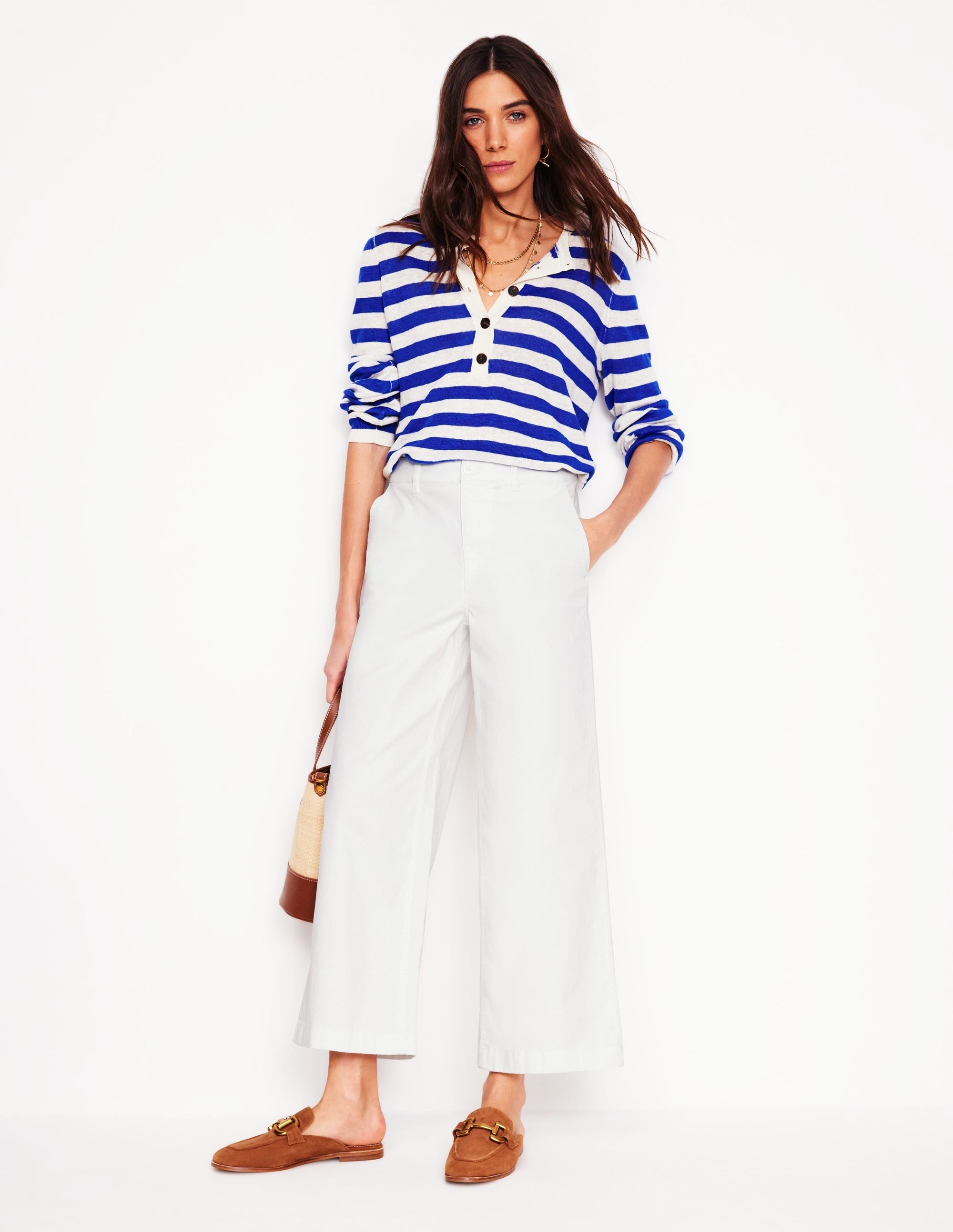 Barnsbury Crop Chino Trousers-White - Image 1