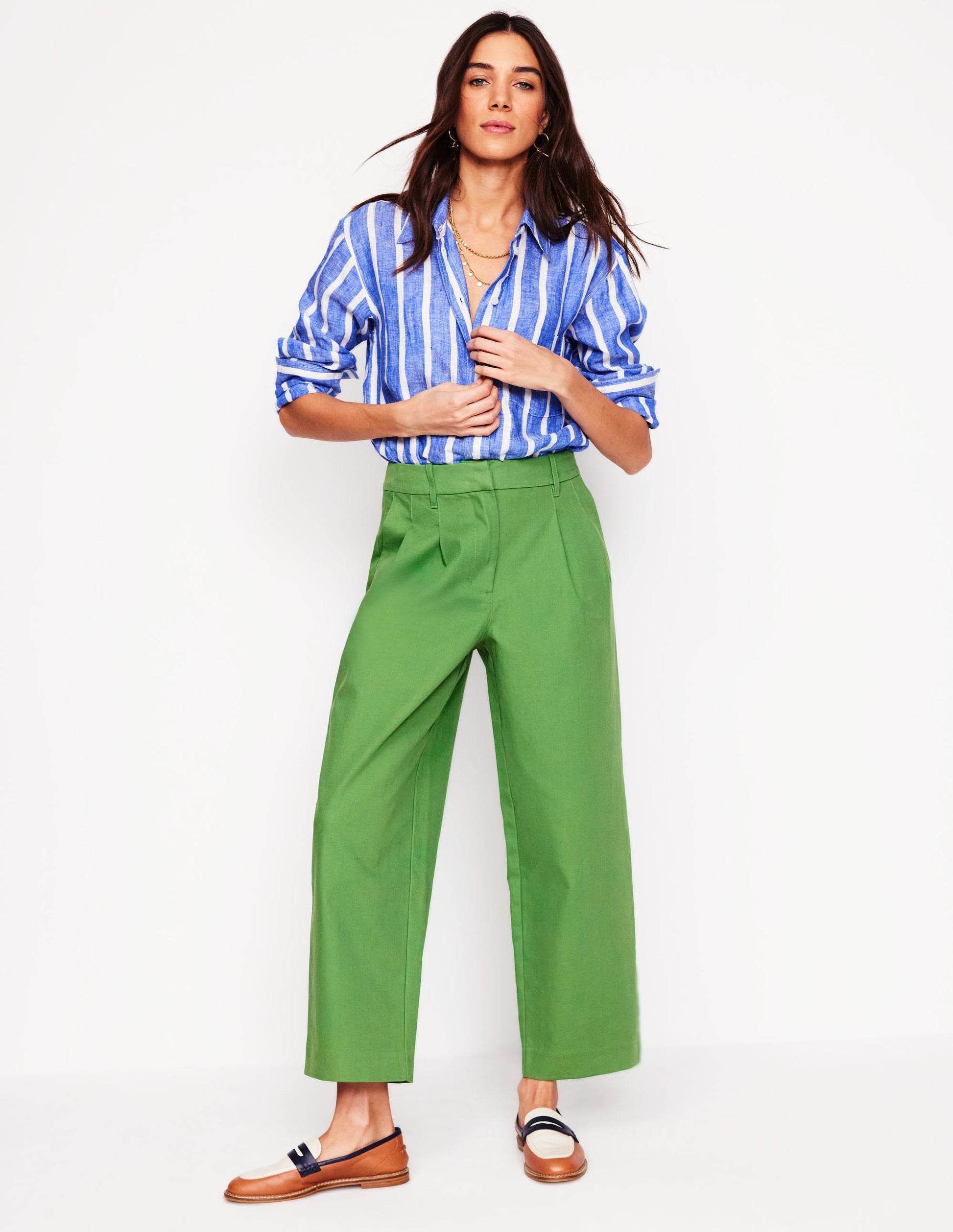 Bloomsbury Cotton Trousers-Paradise Green-1
