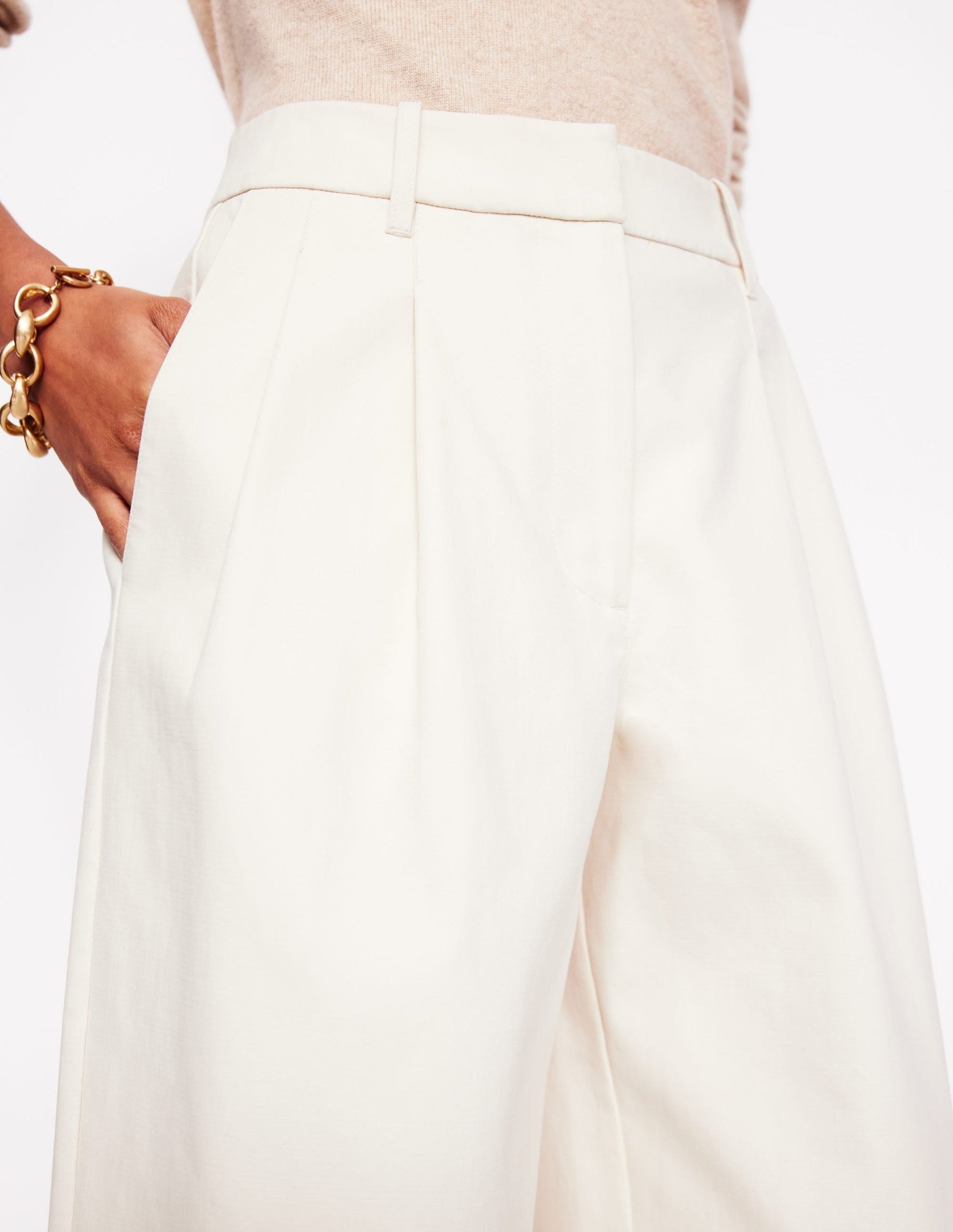 Bloomsbury Cotton Trousers-Off White-2
