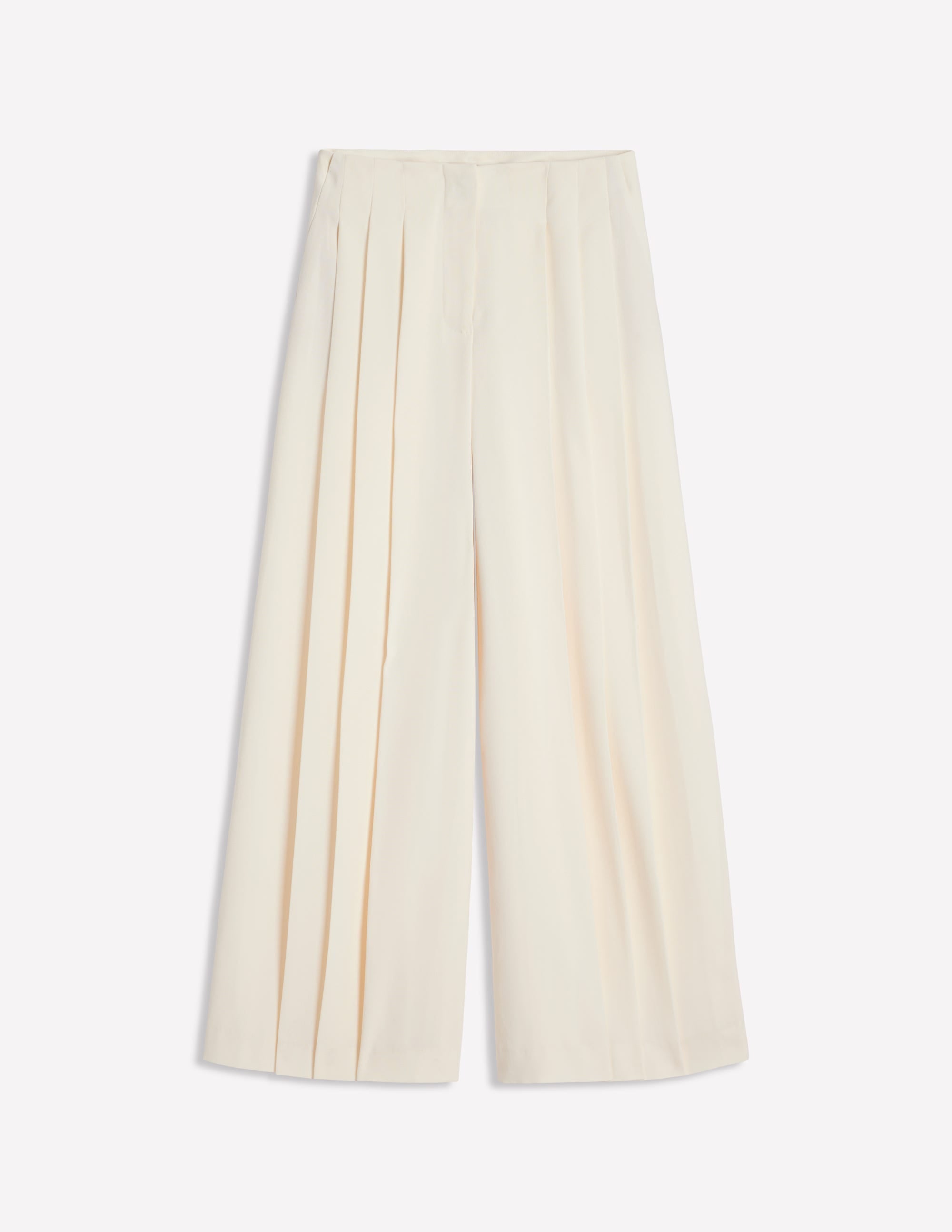 Pleated Wide Leg Trousers-Ivory - Image 7