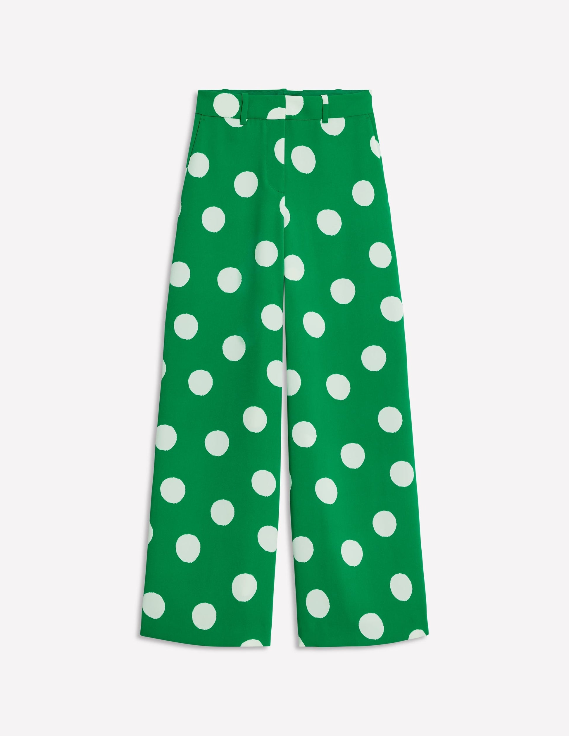 Wide Leg Trousers-Rich Emerald, Abstract Dot-6