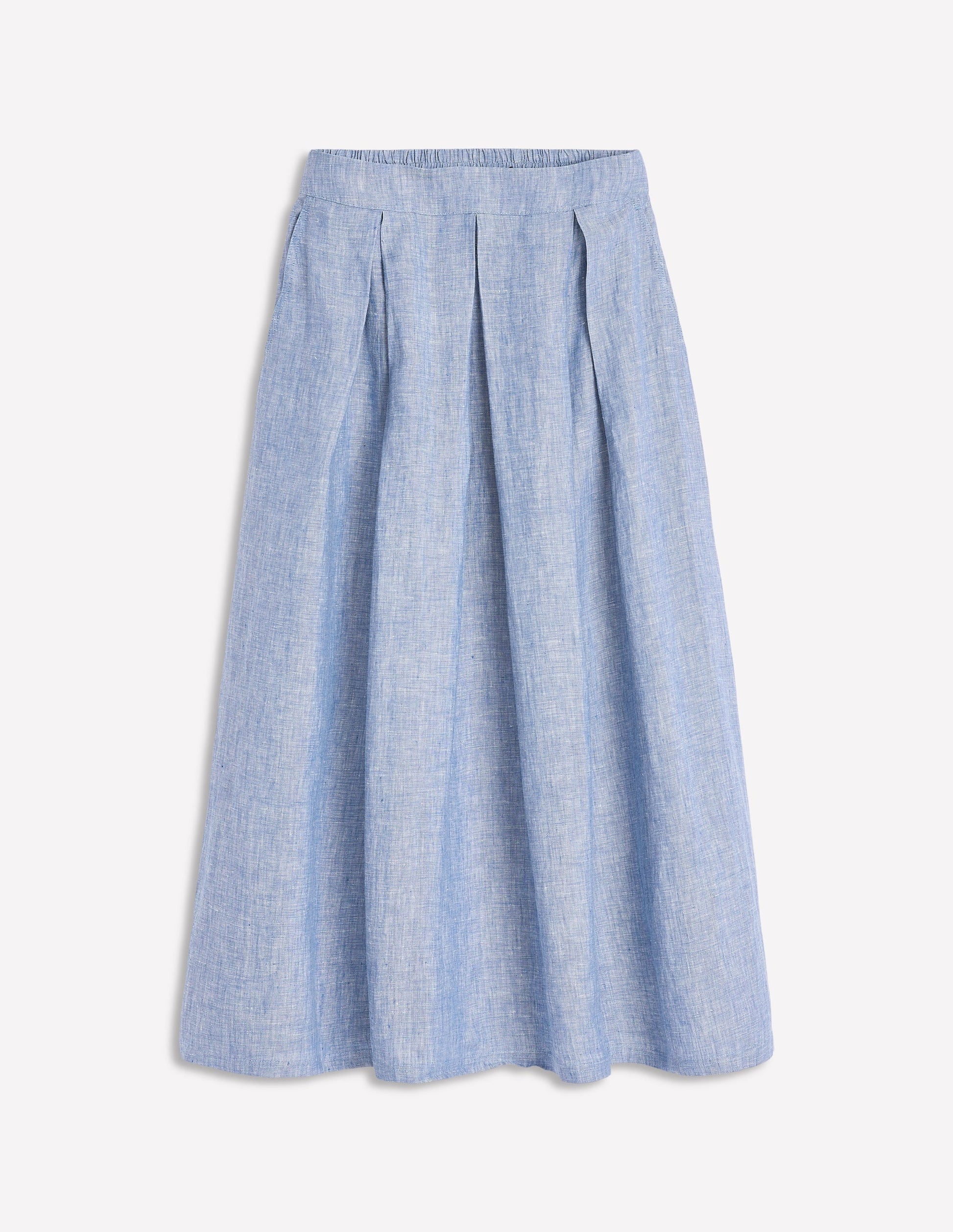 Verity Linen Midi Skirt-Grey Blue Chambray-6