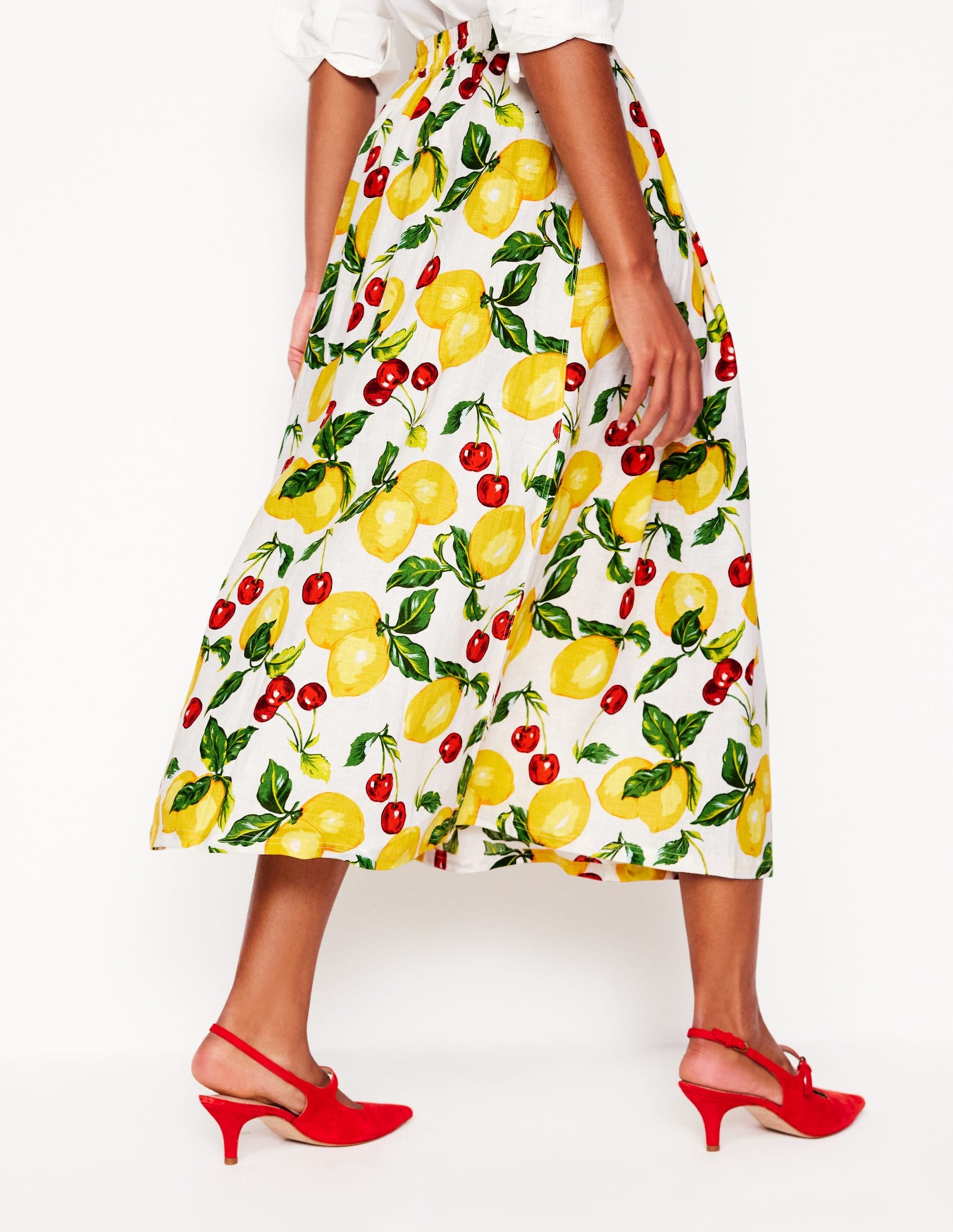 Verity Linen Midi Skirt-Multi, Cherries and Lemons-3