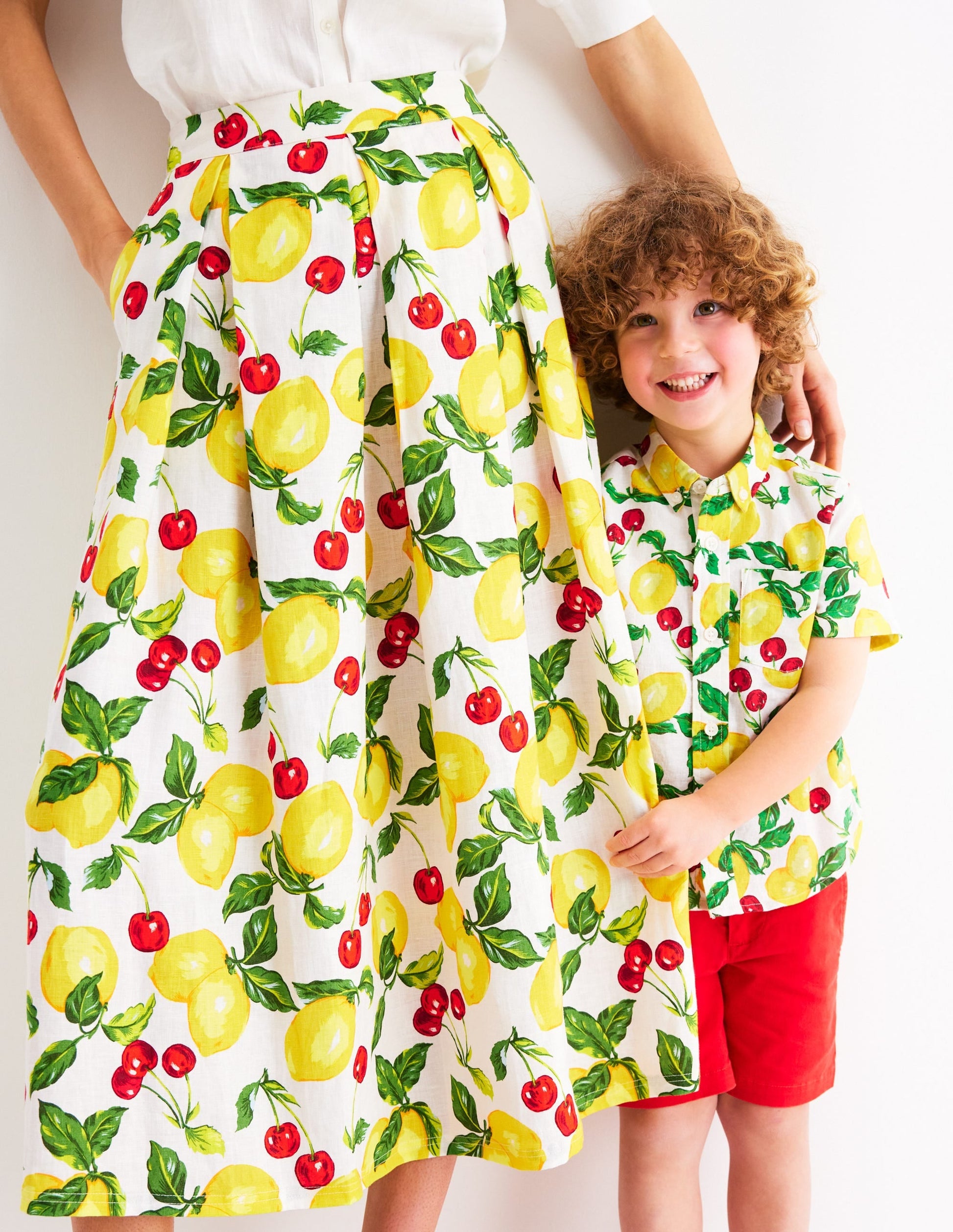 Verity Linen Midi Skirt-Multi, Cherries and Lemons-5