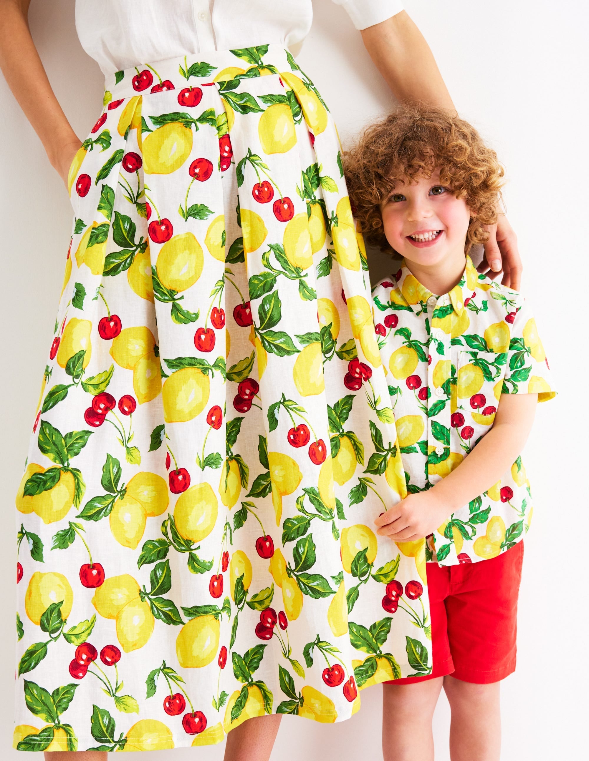 Verity Linen Midi Skirt-Multi, Cherries and Lemons - Image 5