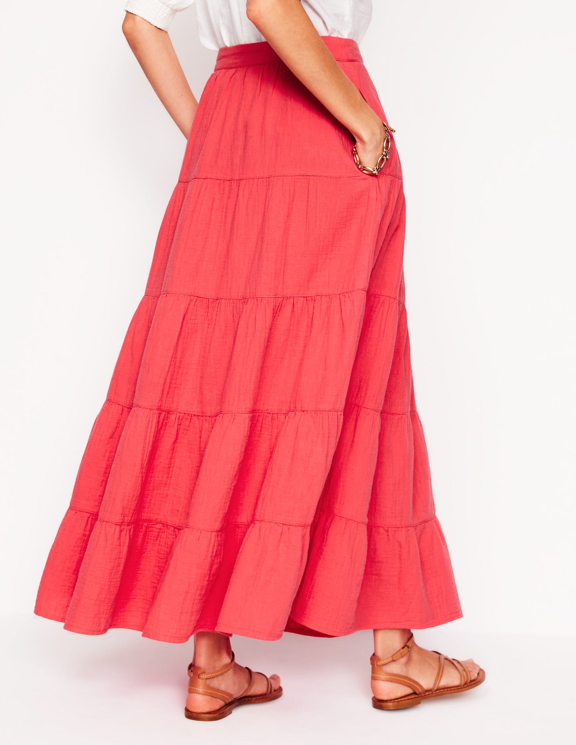 Nadia Double Cloth Maxi Skirt-Jam Red-3