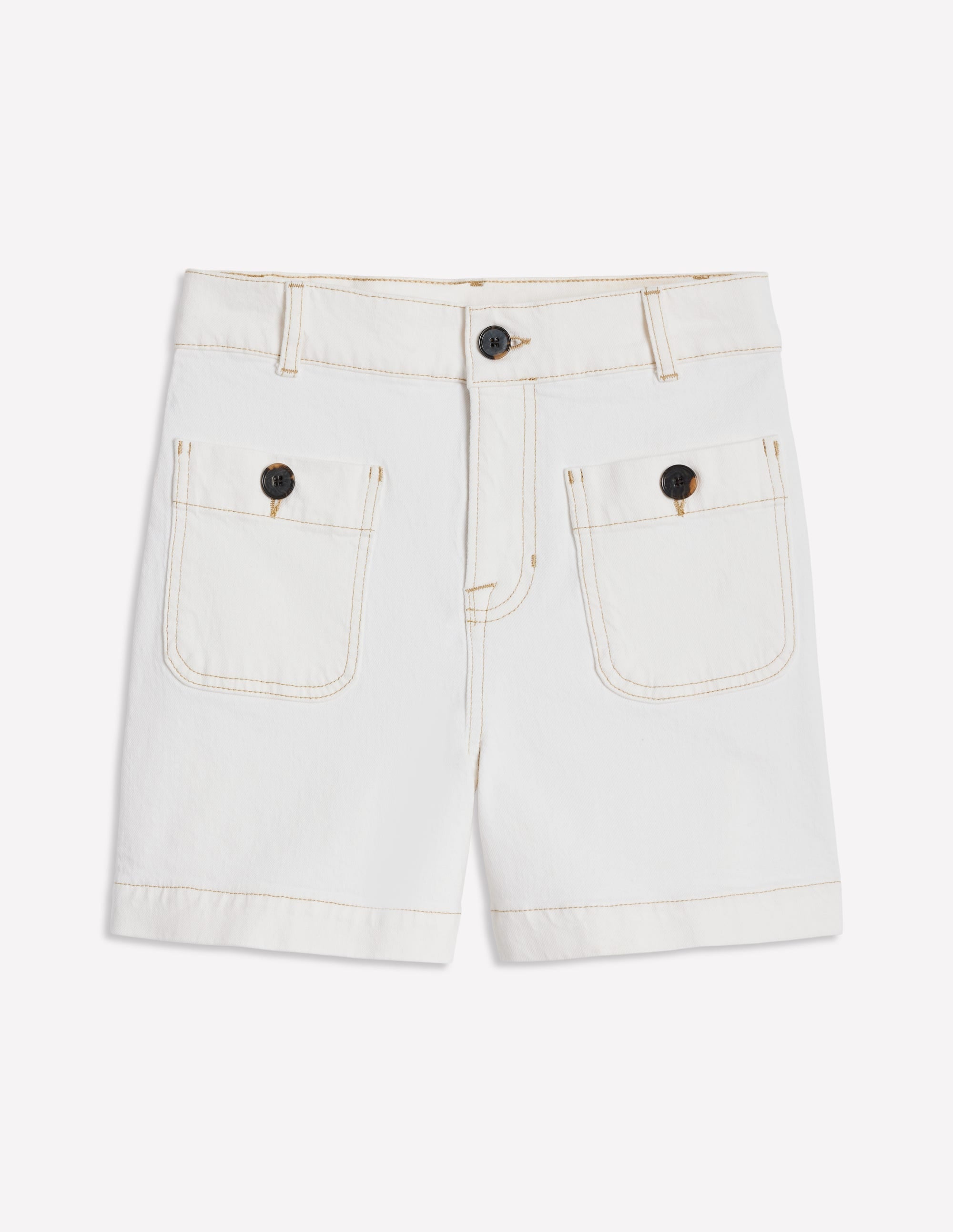 Pocket Front Denim Shorts-Ecru - Image 6