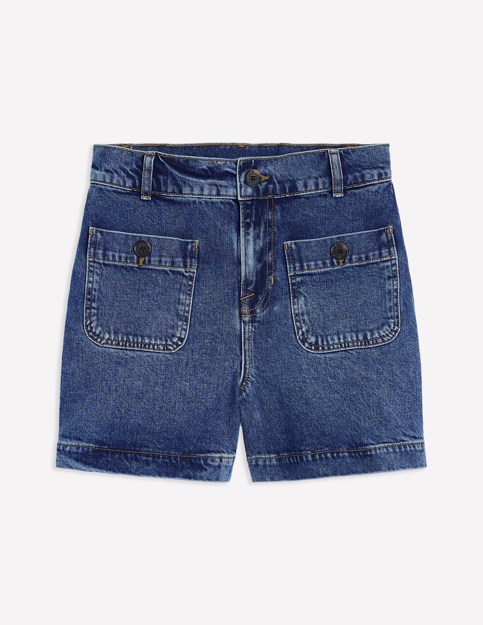 Pocket Front Denim Shorts-Mid Vintage-7