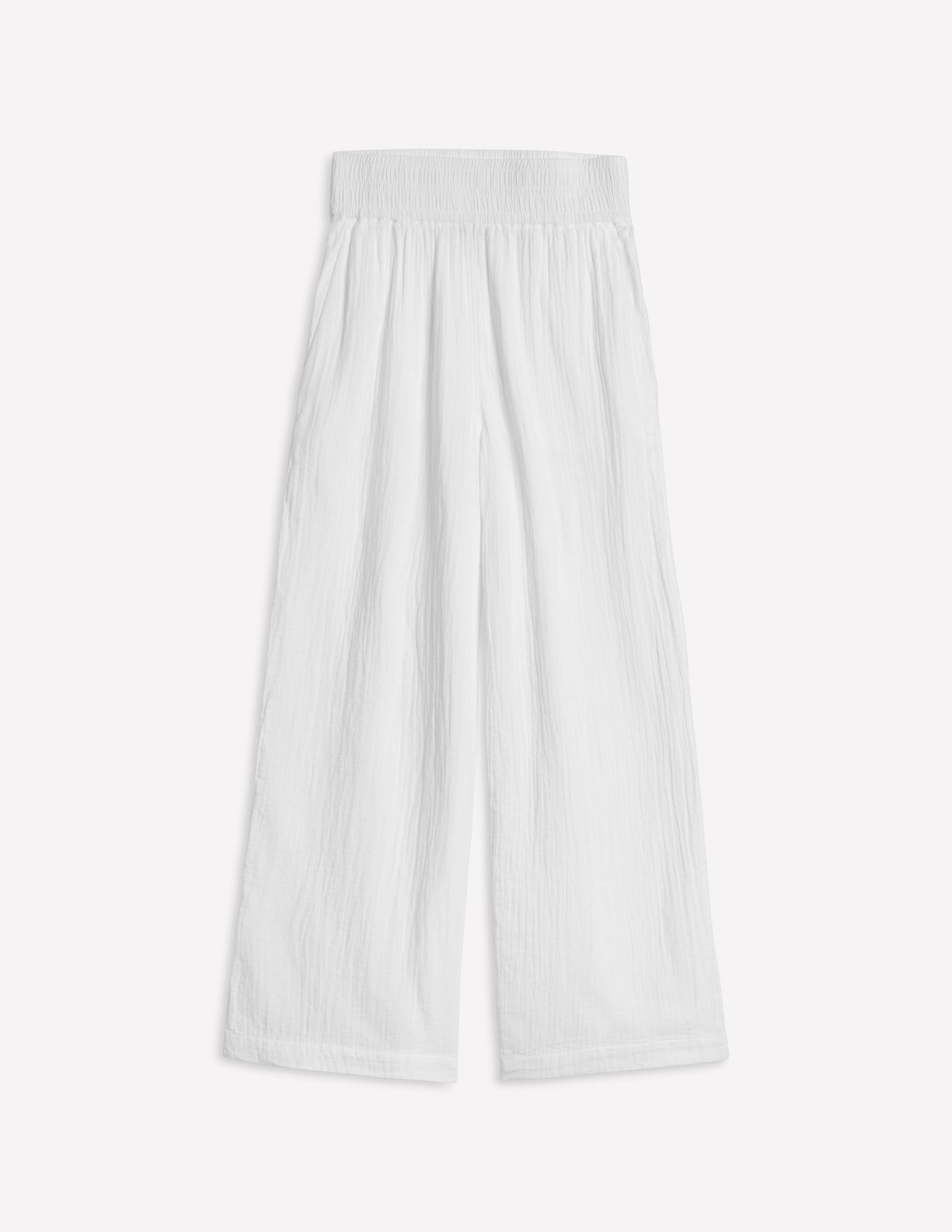 Cropped Double Cloth Trousers-White-6