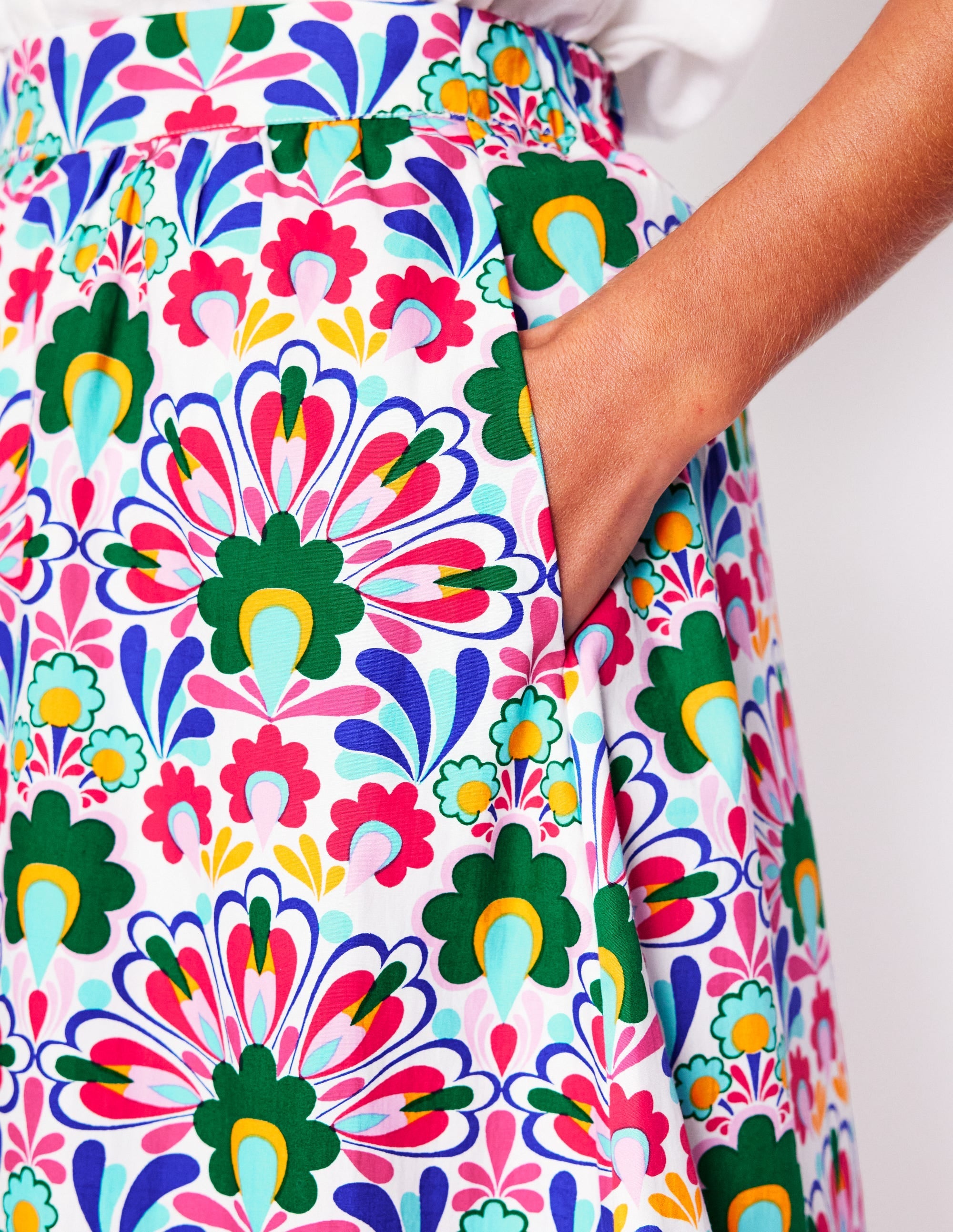 Hattie Poplin Midi Skirt-Multi, Decorative Dandelion - Image 2