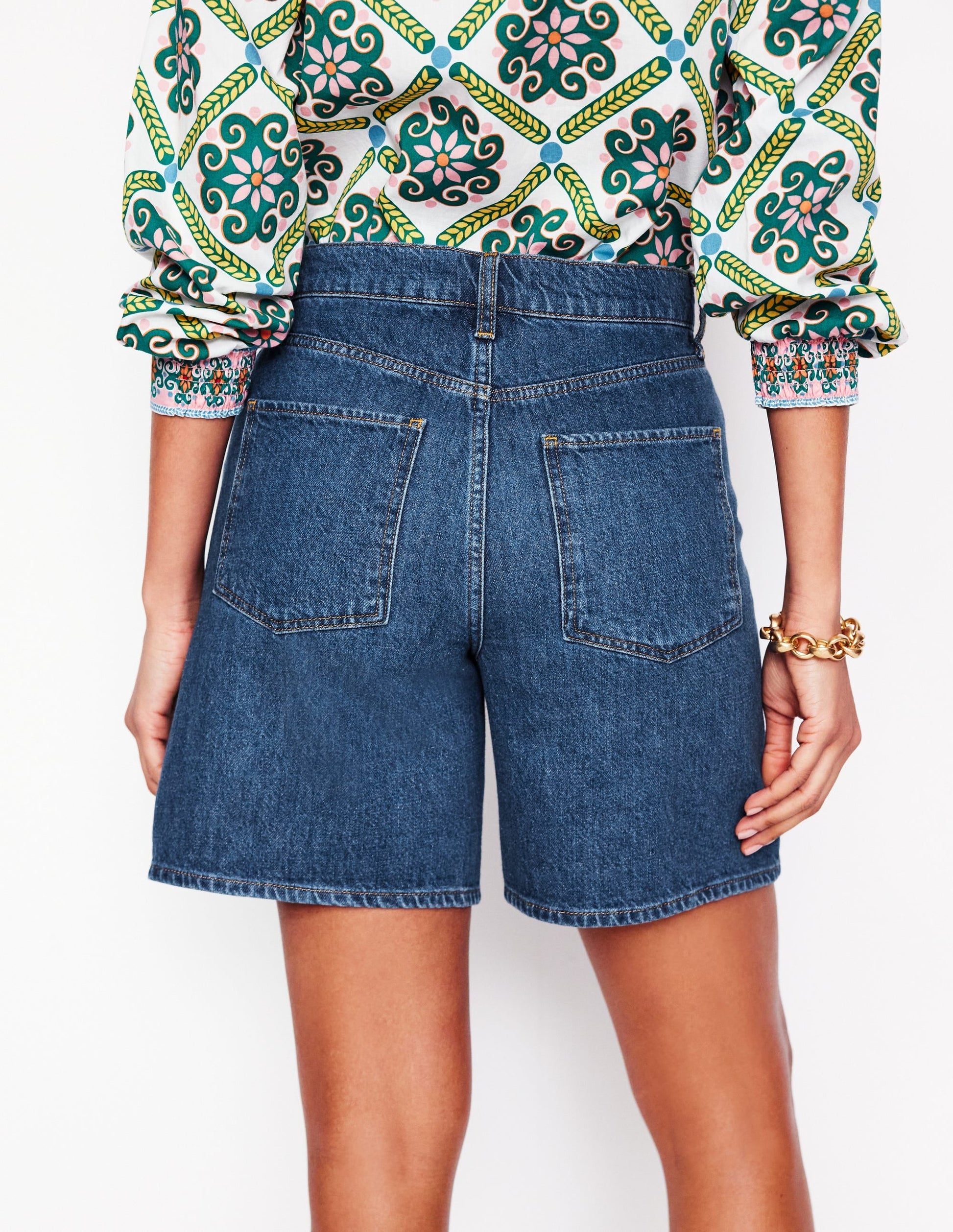 Mid Thigh Denim Shorts-Mid Vintage-4