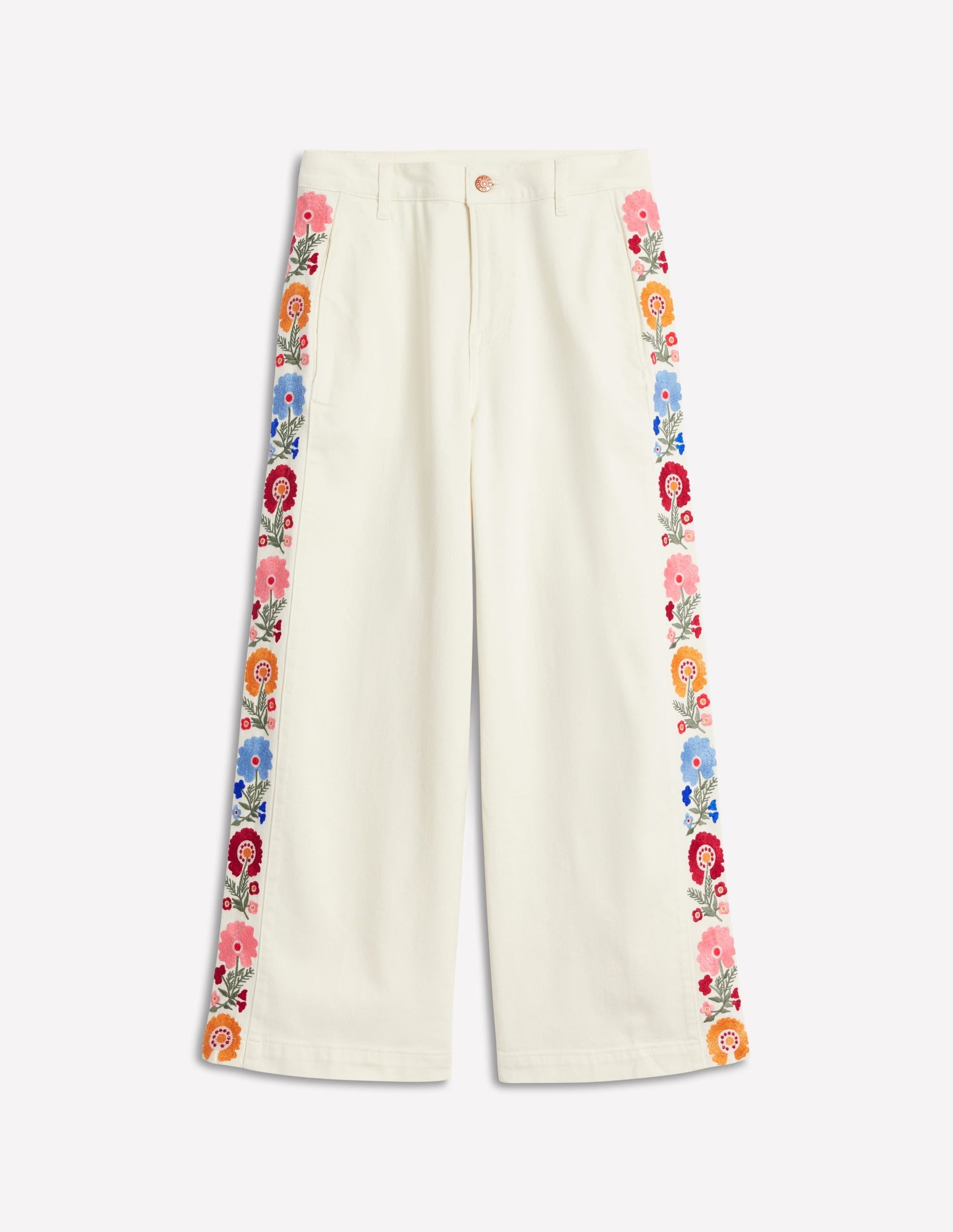 Cropped Embroidered Jeans-Ivory Embroidery-7