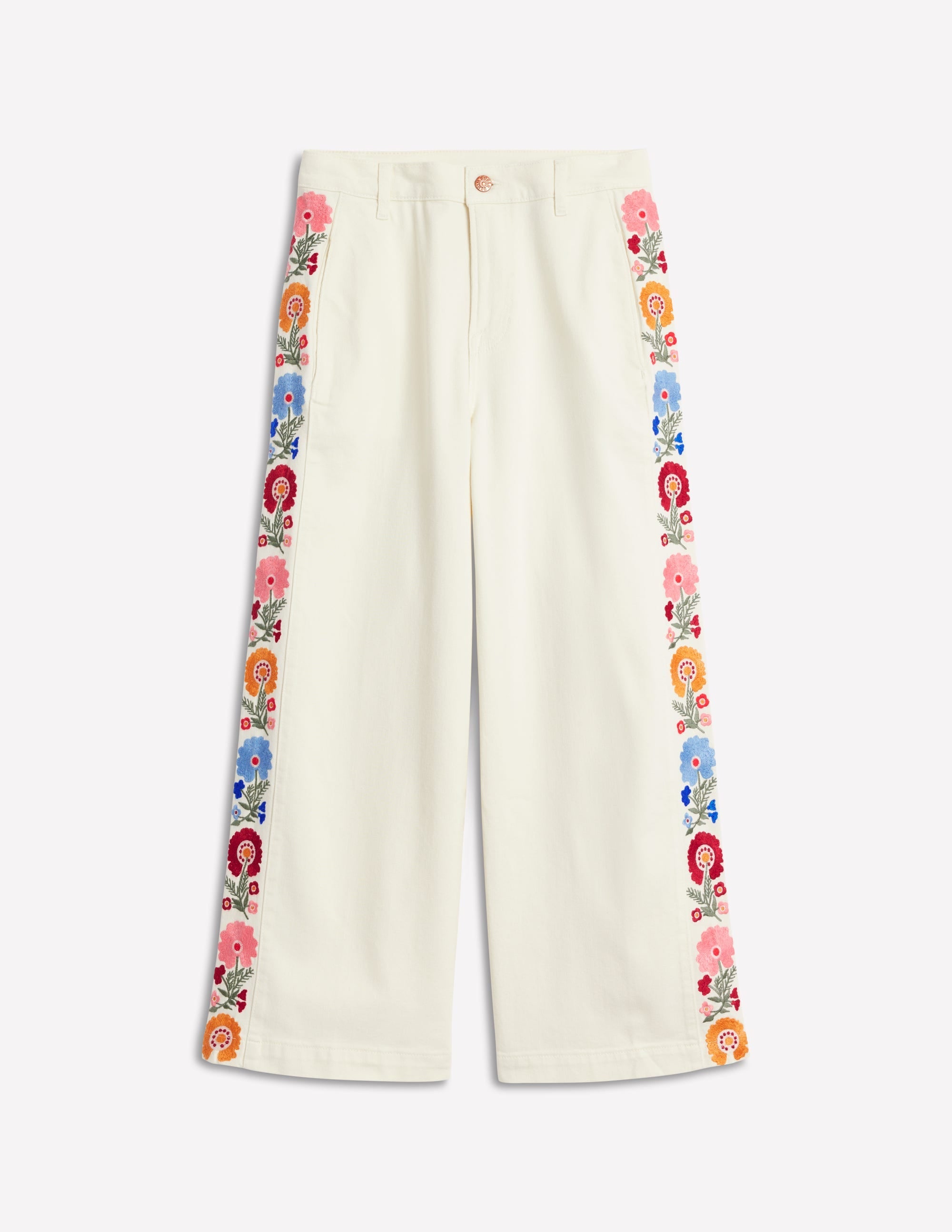 Cropped Embroidered Jeans-Ivory Embroidery - Image 7