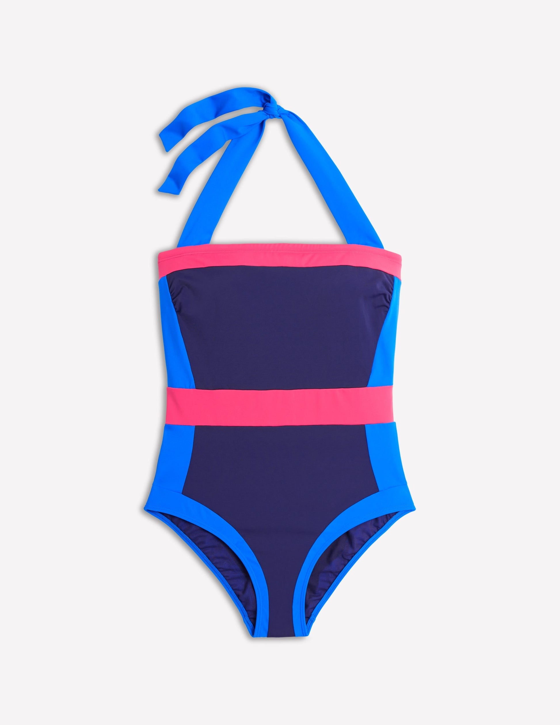 Santorini Halterneck Swimsuit-Navy/ Coral Punch Pink/ Blue-8