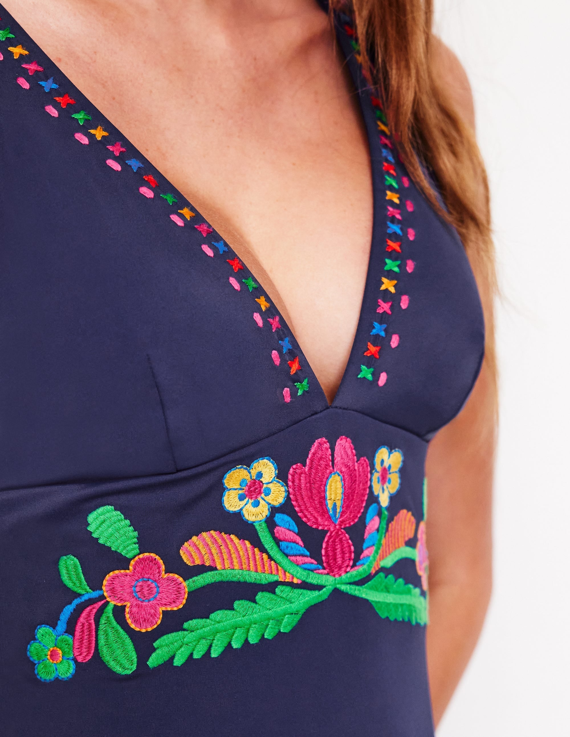 Embroidered Swimsuit-Navy - Image 2
