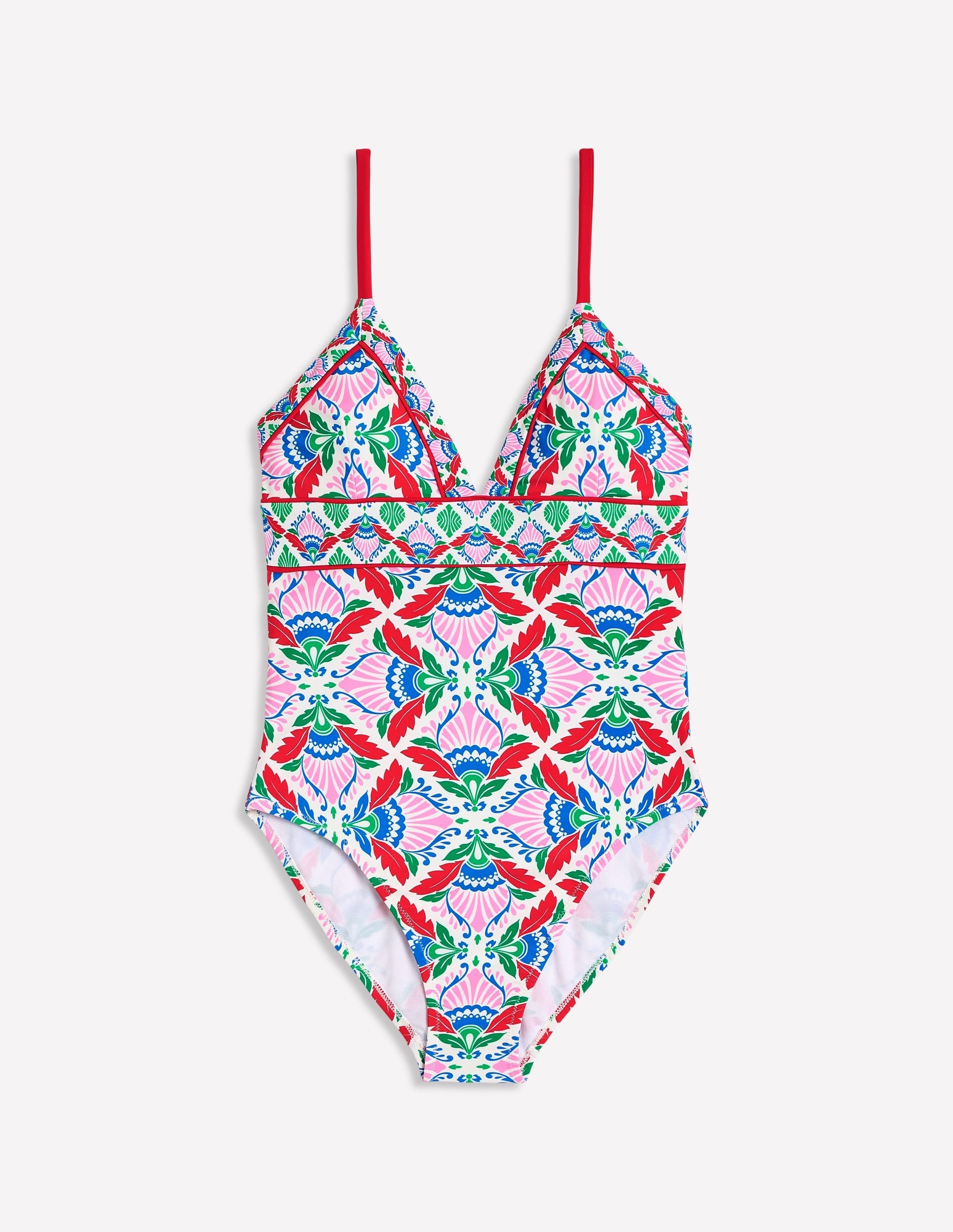 Kasos String V Neck Swimsuit-Multi, Ornate Thistle - Image 5