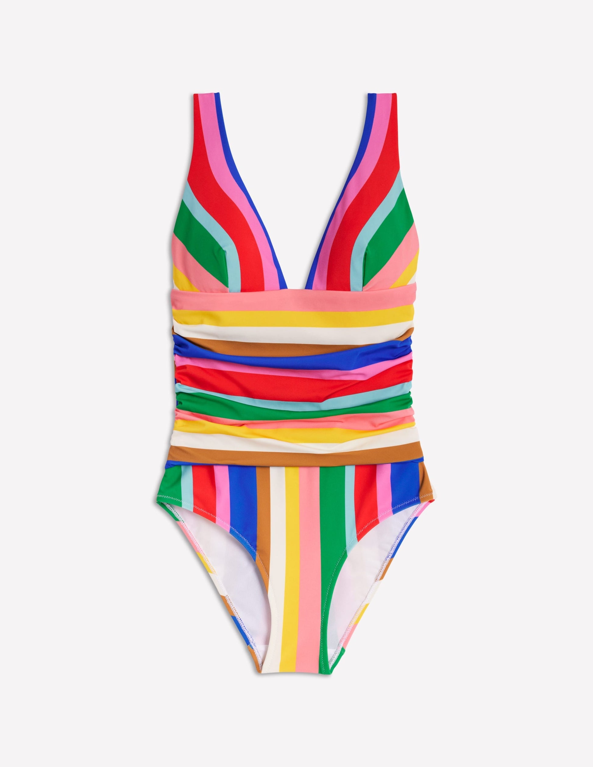 Mykonos Deep V Swimsuit-Bright Rainbow Stripe-6