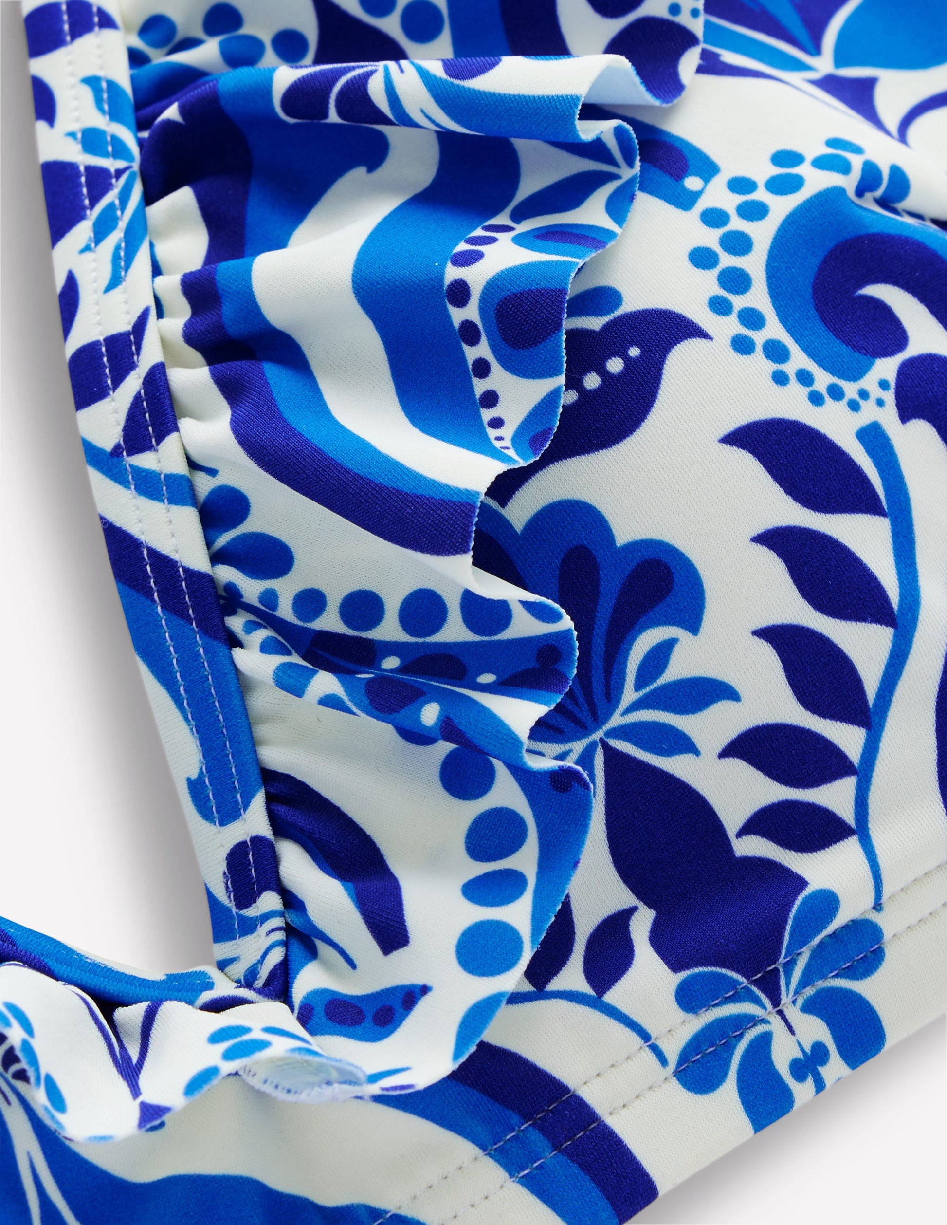 Evia Ruffle Bikini Top-Blue, Ornamental Floral-8