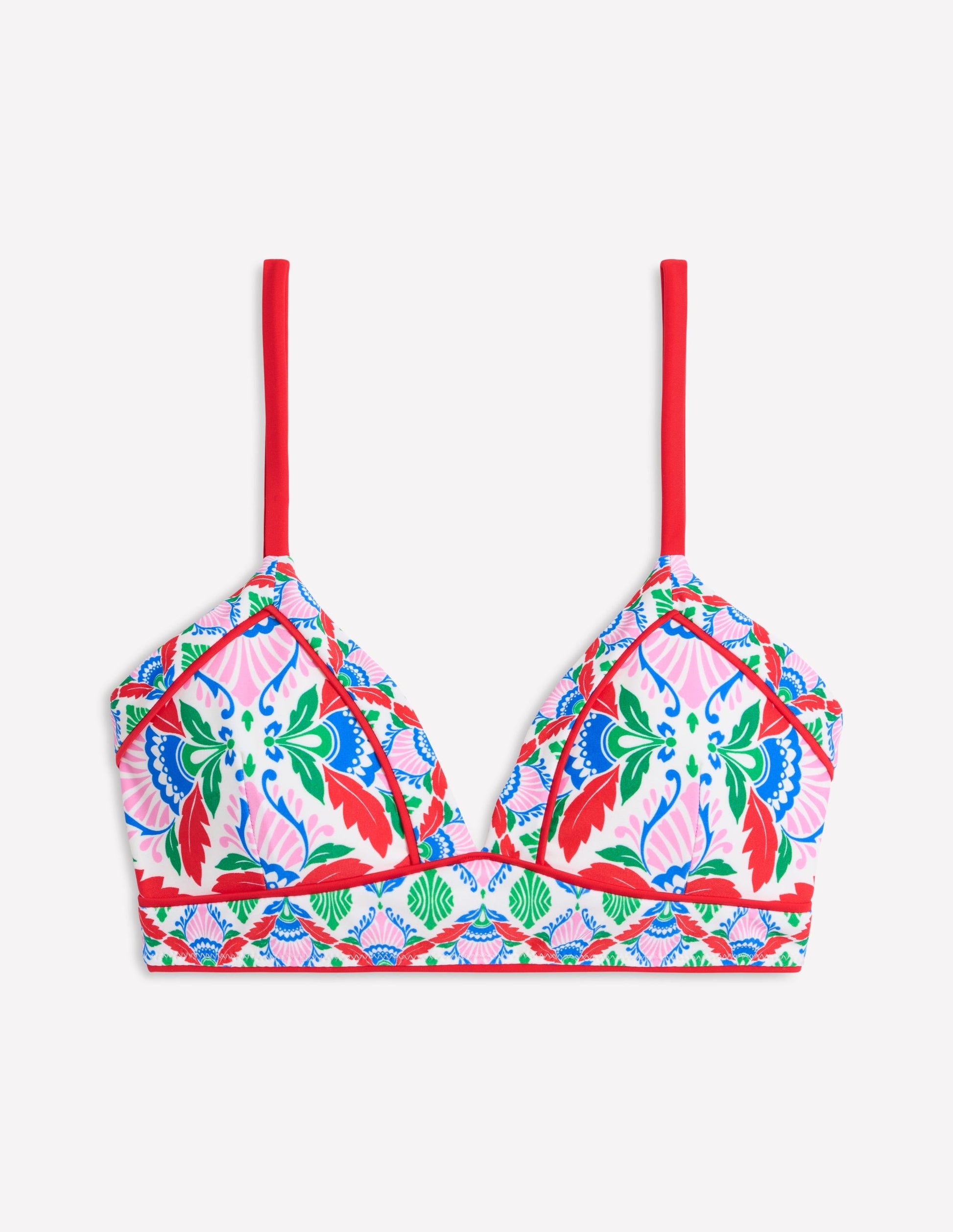 Kasos String V Neck Bikini Top-Multi, Ornate Thistle-5