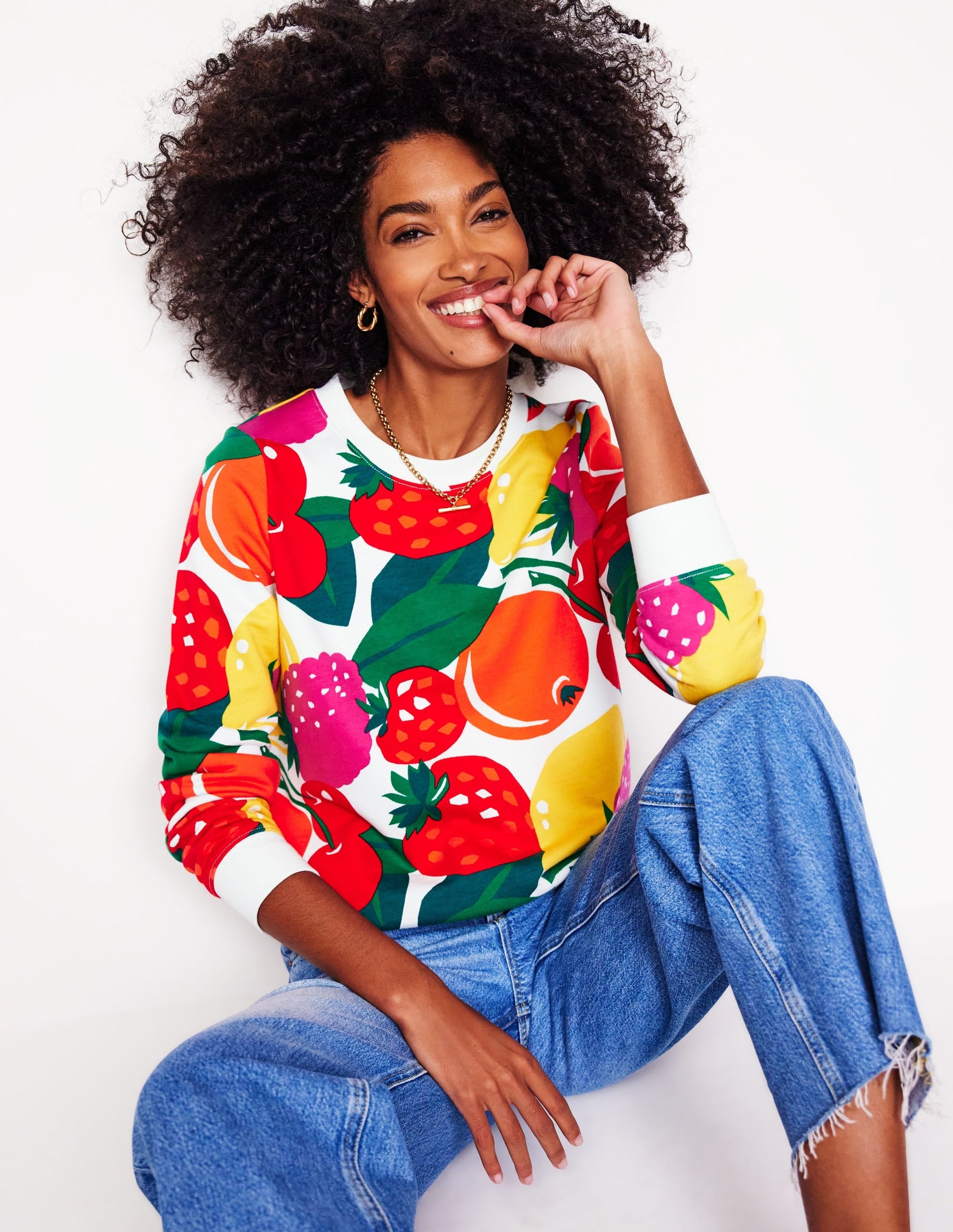 Hannah Printed Sweatshirt-Multi, Summer Fruits-1