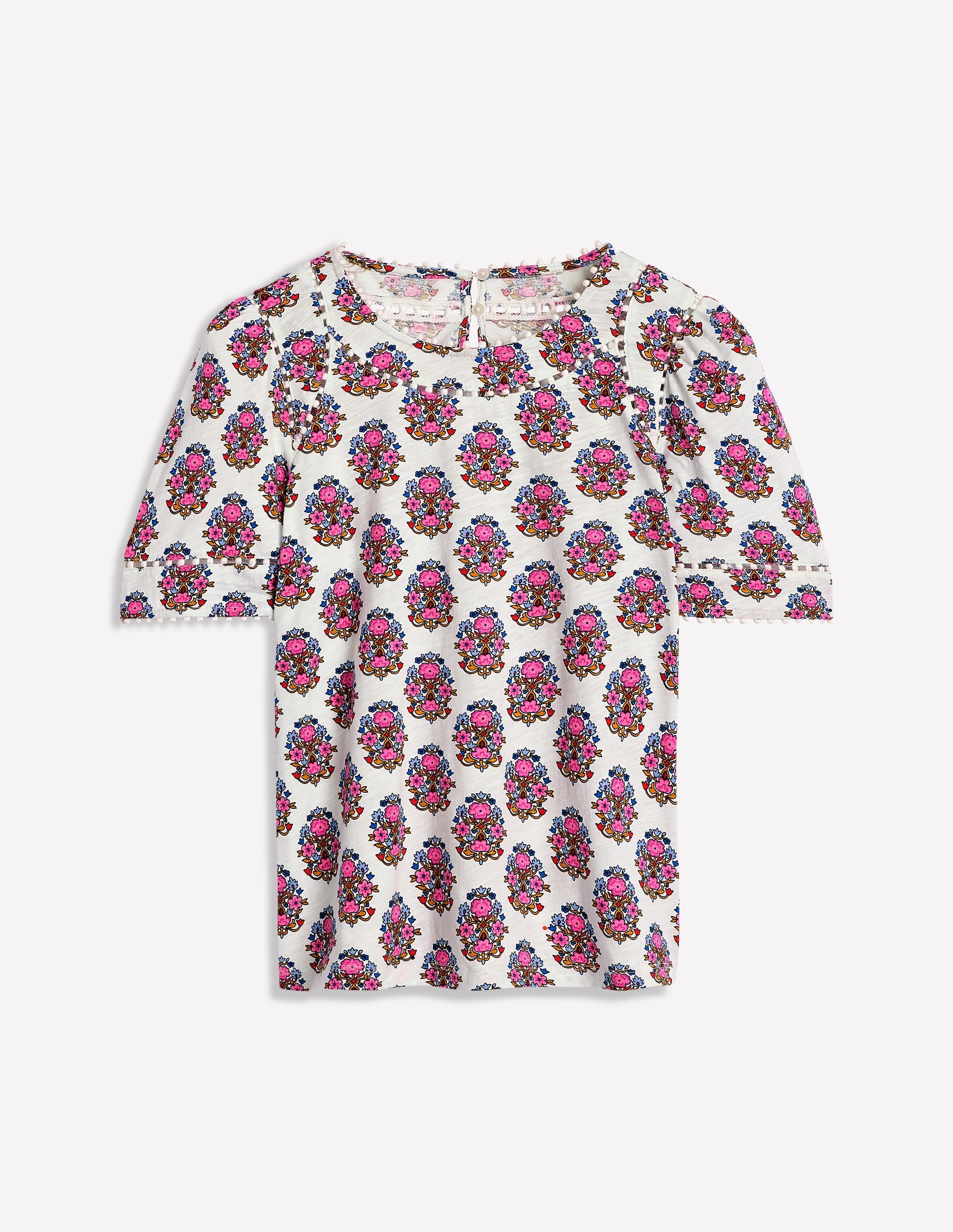 Mila Trim Detail Top-Ivory, Wildflower Stamp - Image 5