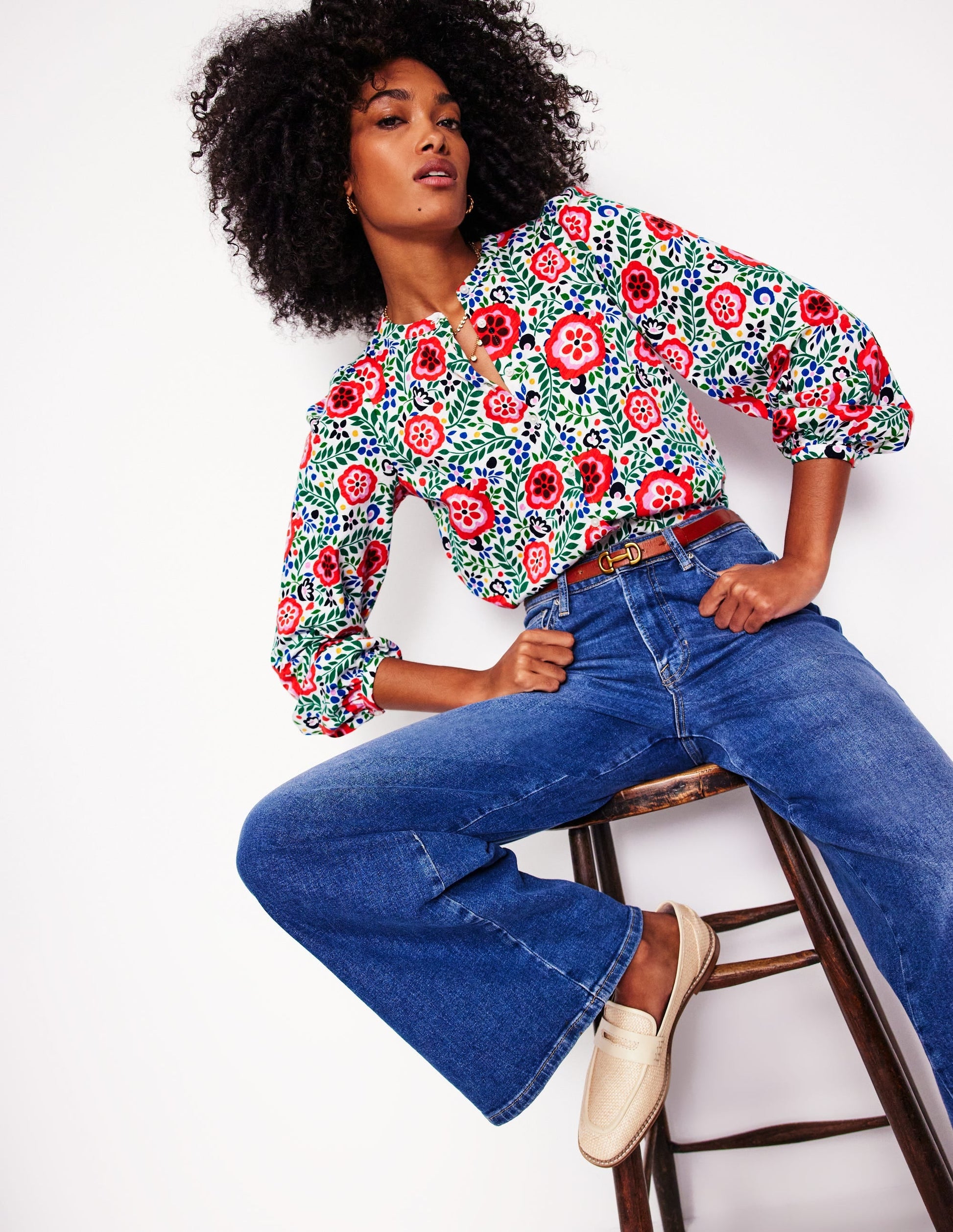 Marina Jersey Shirt-Multi, Foliage Scatter-1