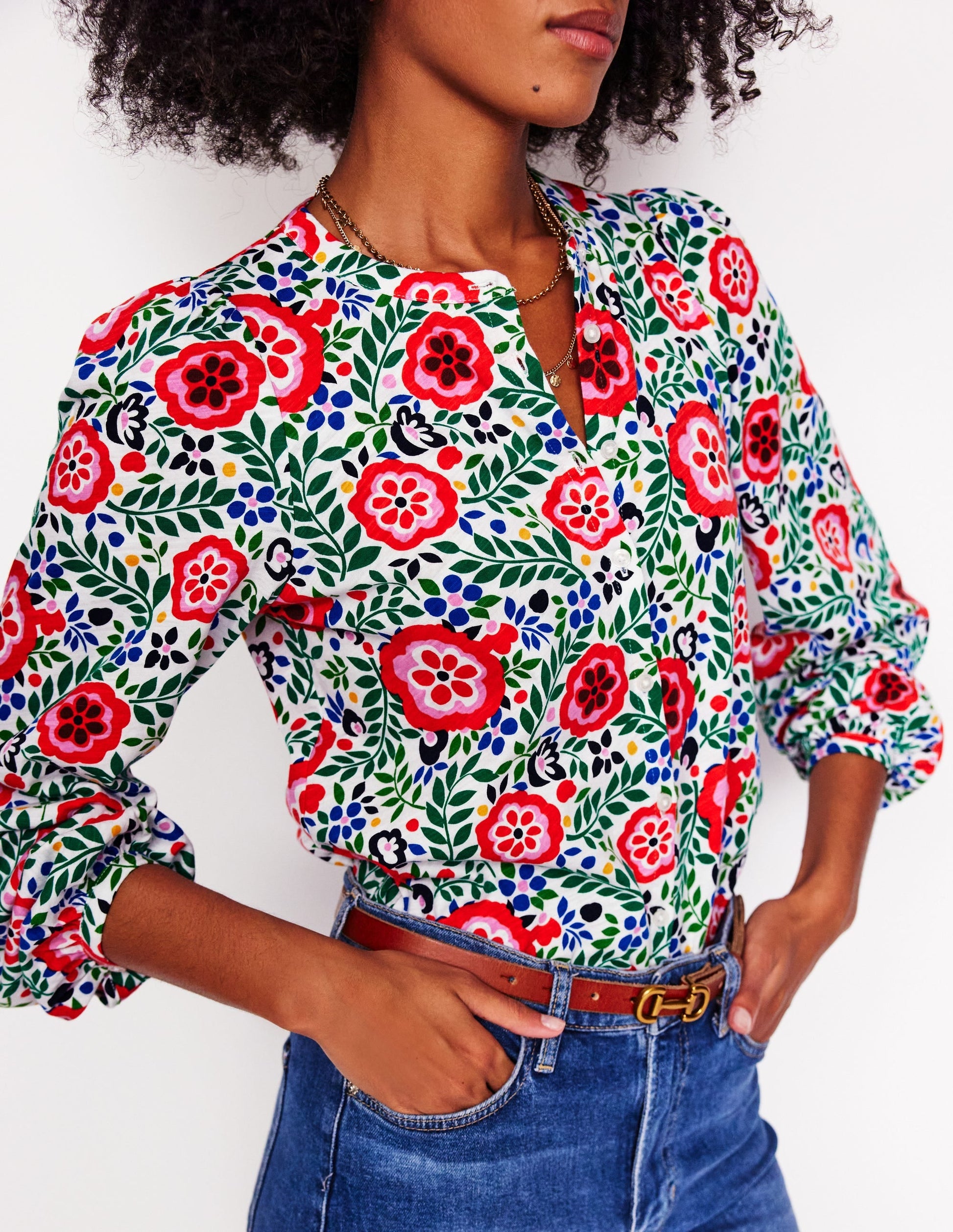 Marina Jersey Shirt-Multi, Foliage Scatter-2