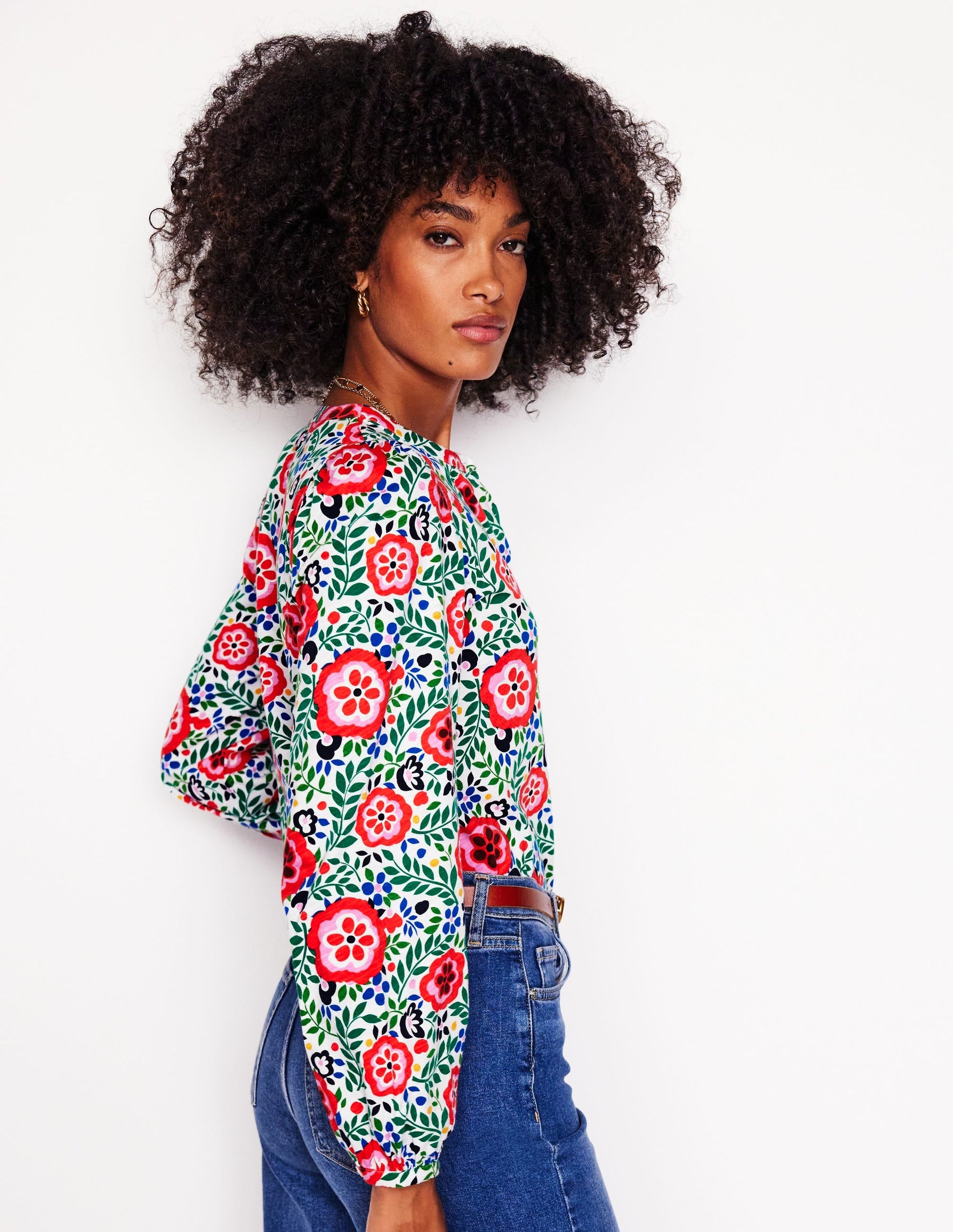 Marina Jersey Shirt-Multi, Foliage Scatter-3
