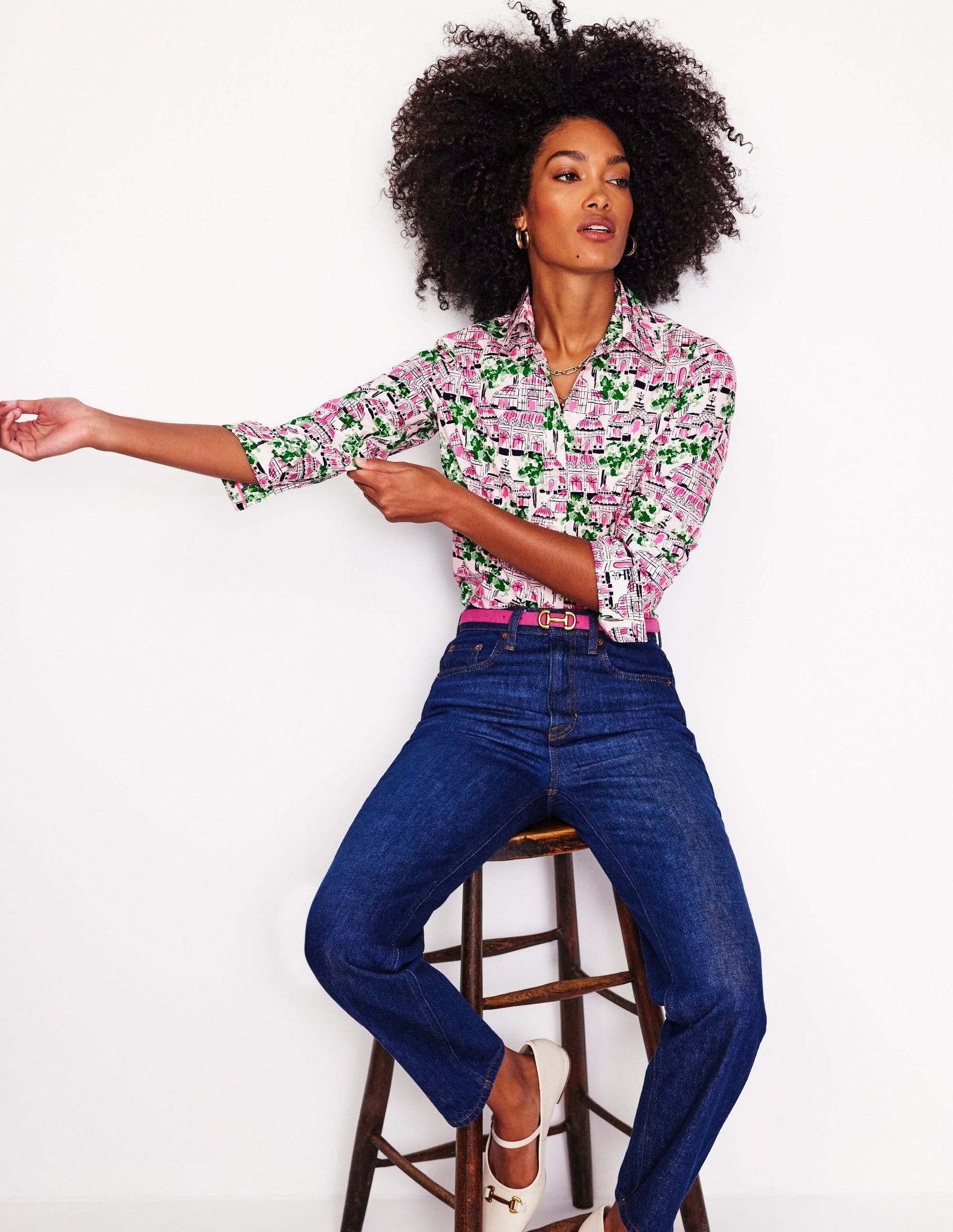 Sienna Cotton Shirt-Ivory, Botanical Greenhouse-1
