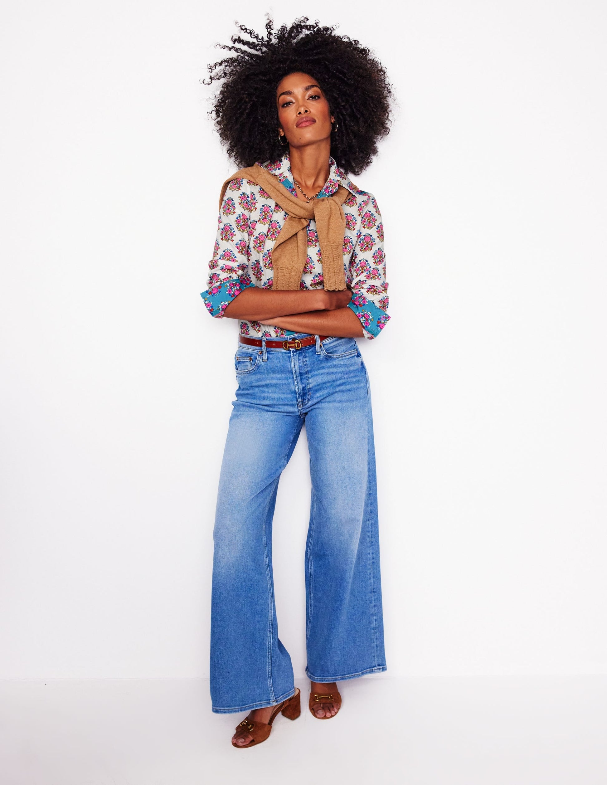 Sienna Cotton Shirt-Ivory, Wildflower Stamp-4