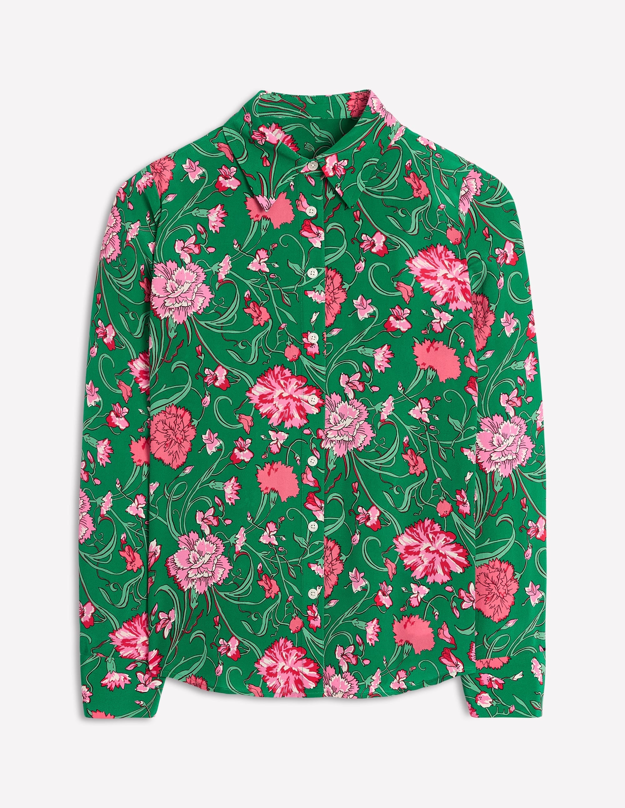 Sienna Silk Shirt-Rich emerald, Carnation Vine - Image 7