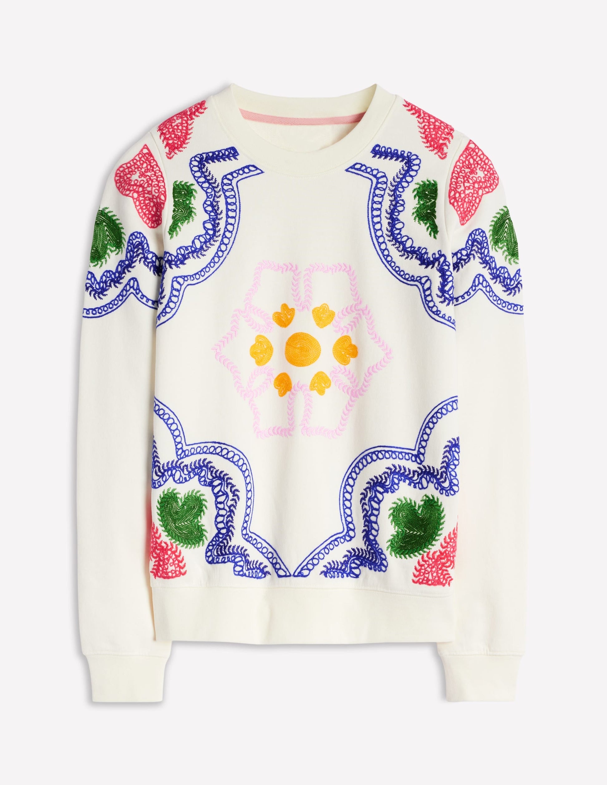 Hannah Embroidered Sweatshirt-Ivory, Geo Stitch-2