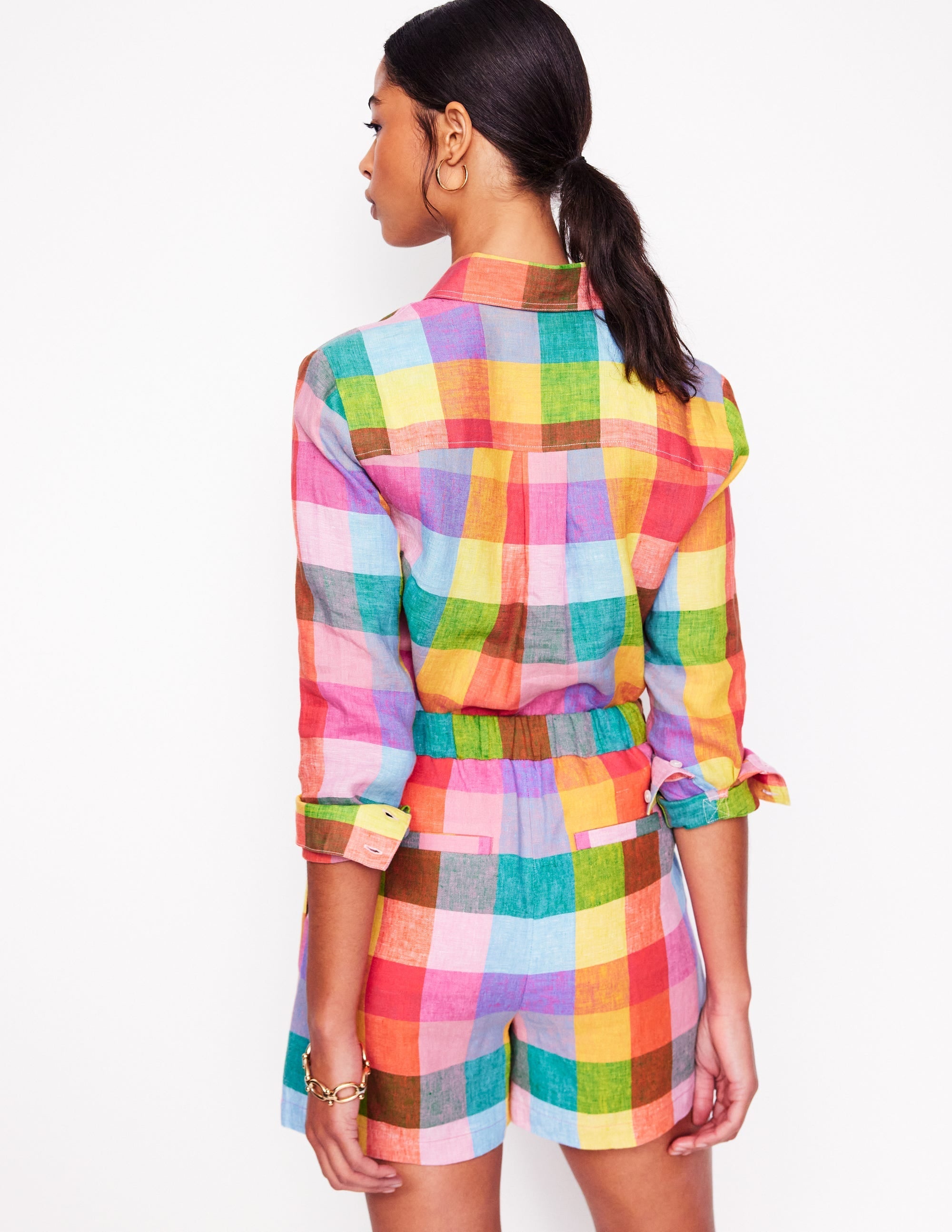 Sienna Linen Shirt-Rainbow Multi Gingham - Image 3
