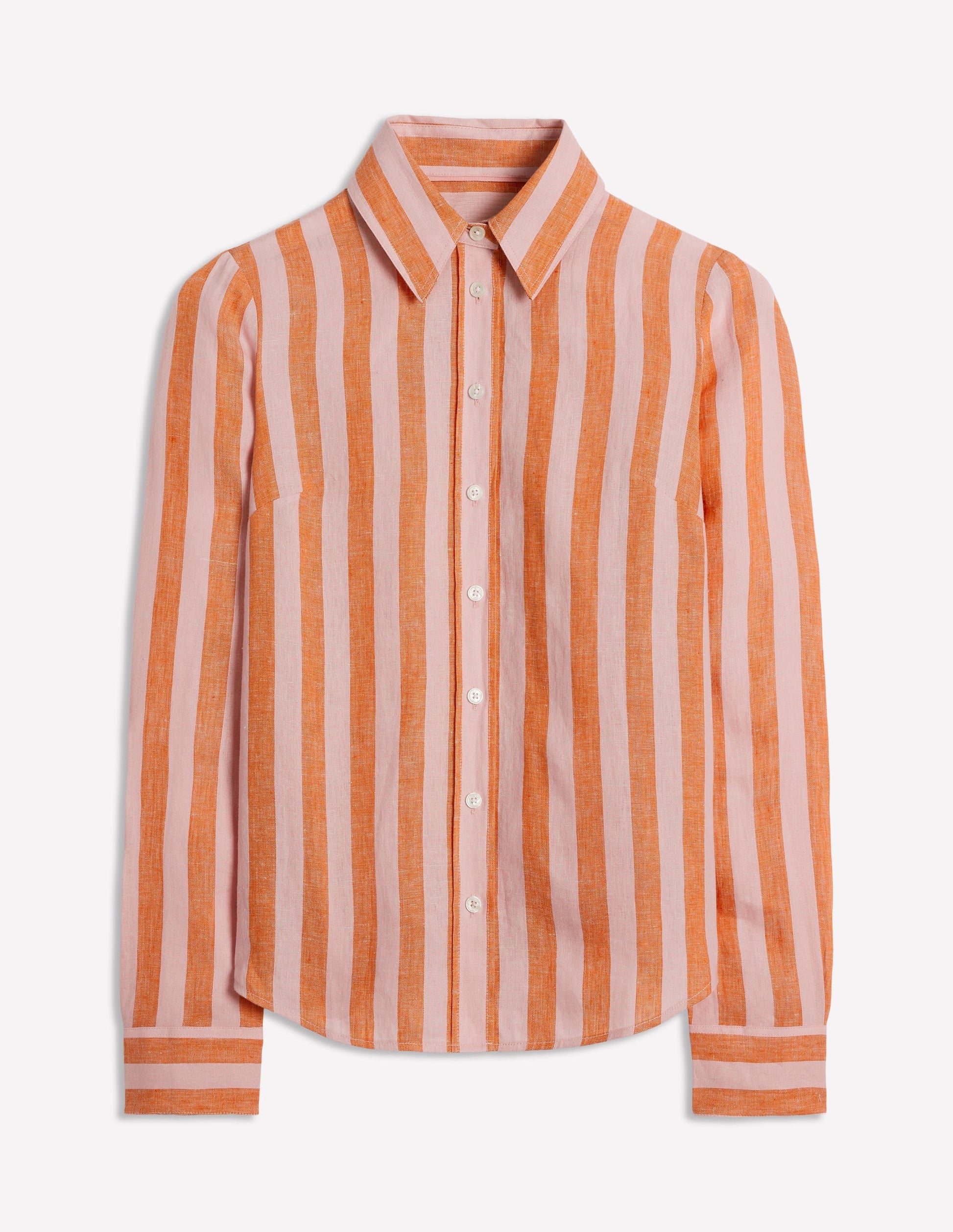 Sienna Linen Shirt-Firecracker and Pink Stripe-8