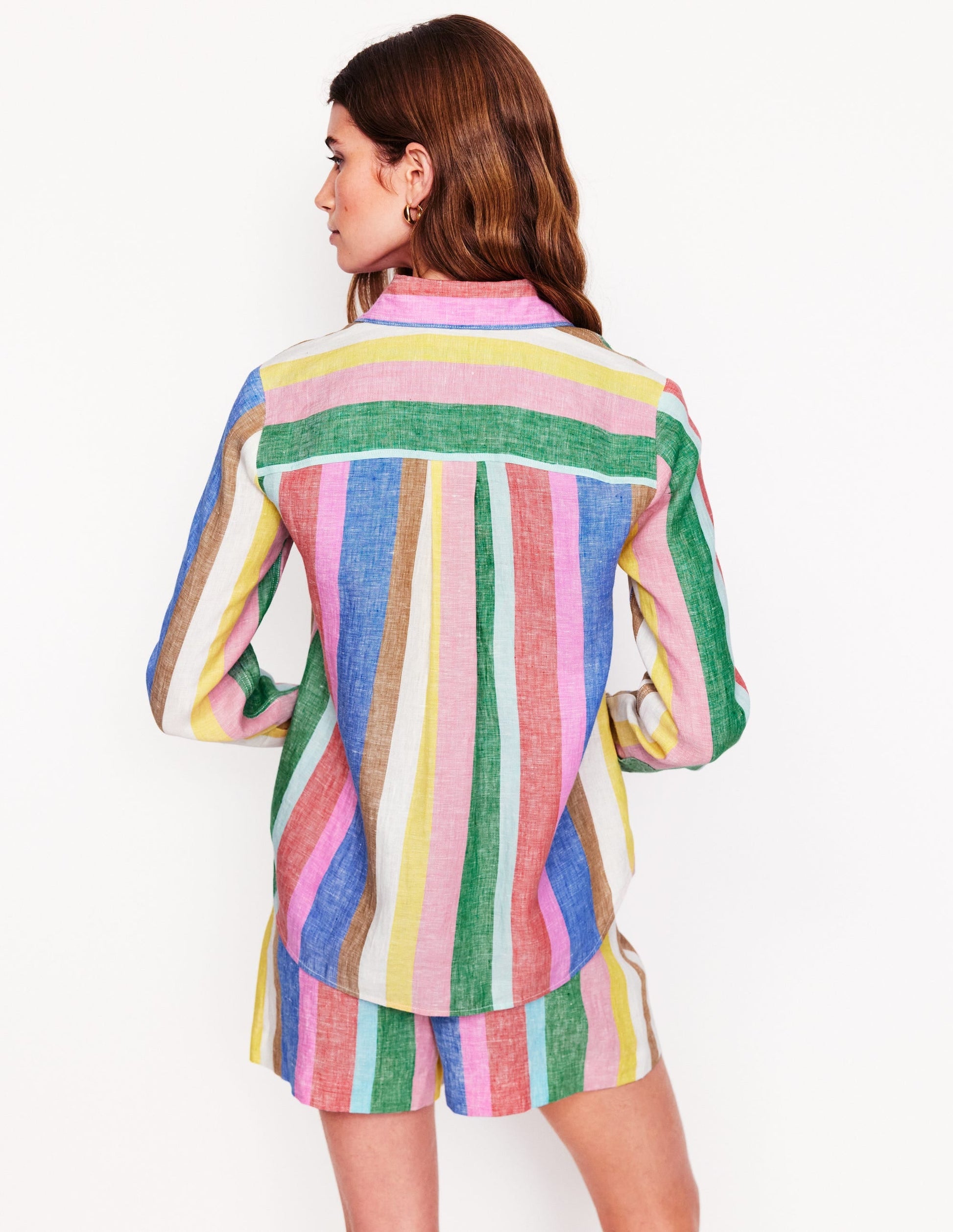 Sienna Linen Shirt-Bright Rainbow Stripe-4