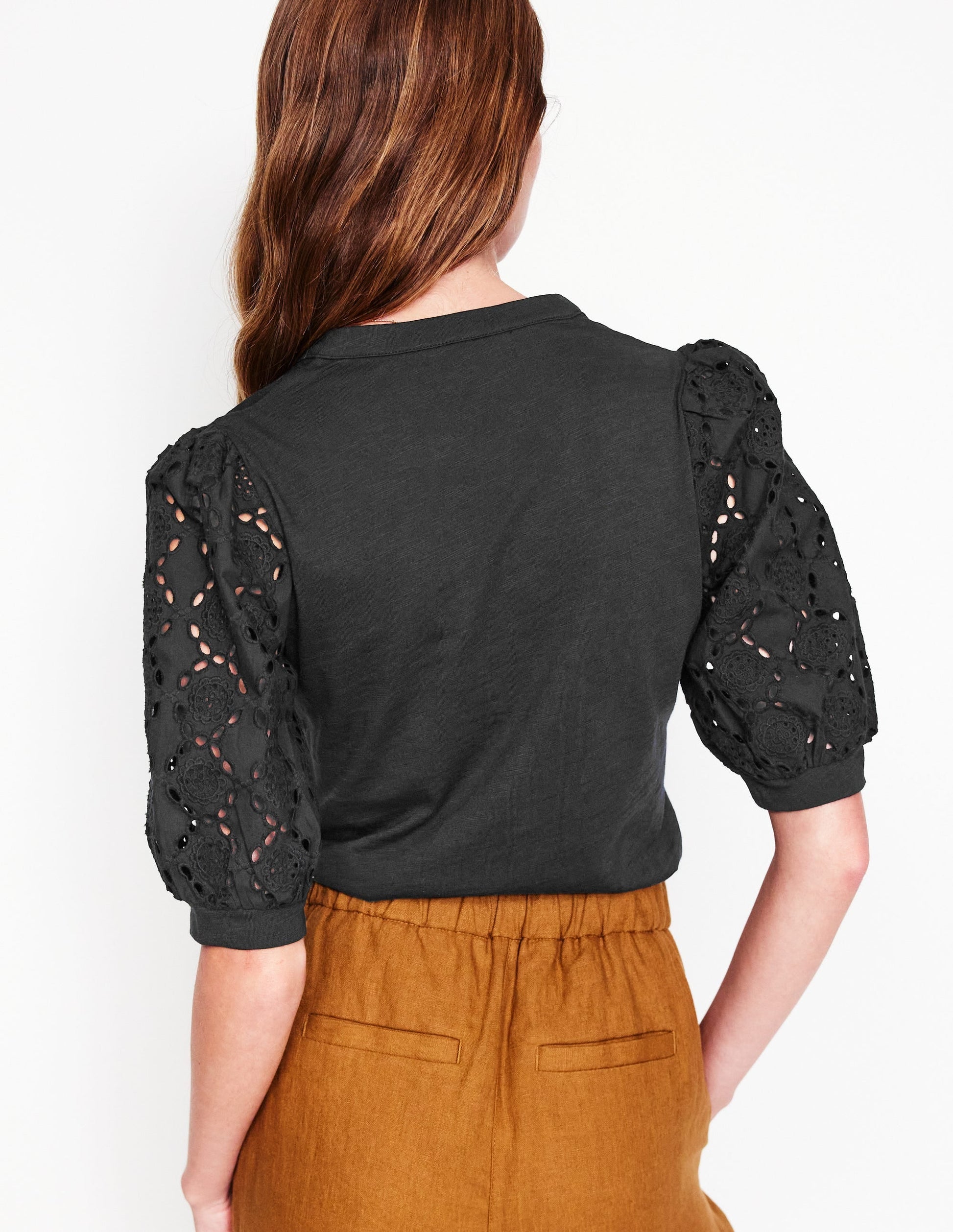 Eden Puff Sleeve Henley Top-Black-3