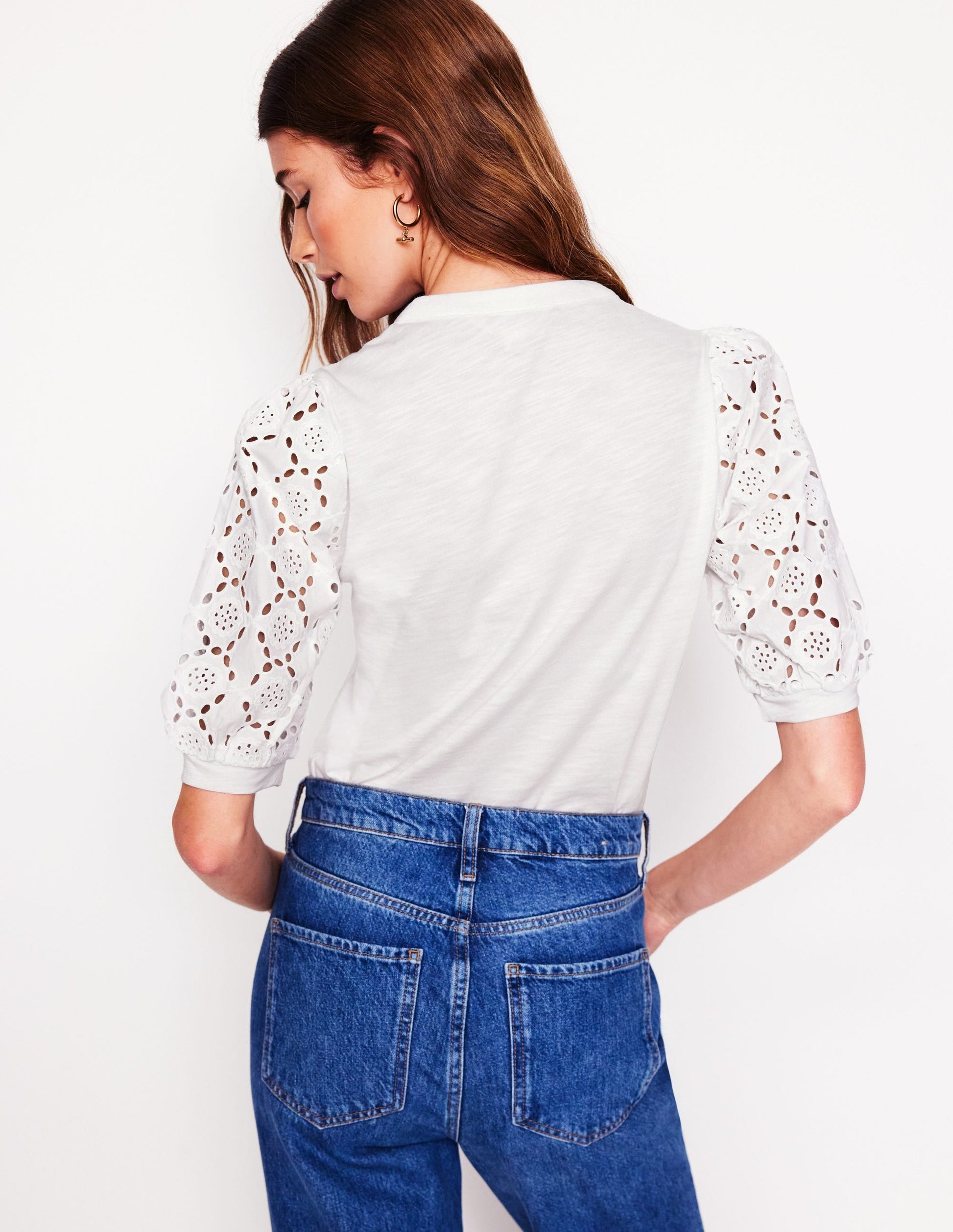 Eden Puff Sleeve Henley Top-White-3