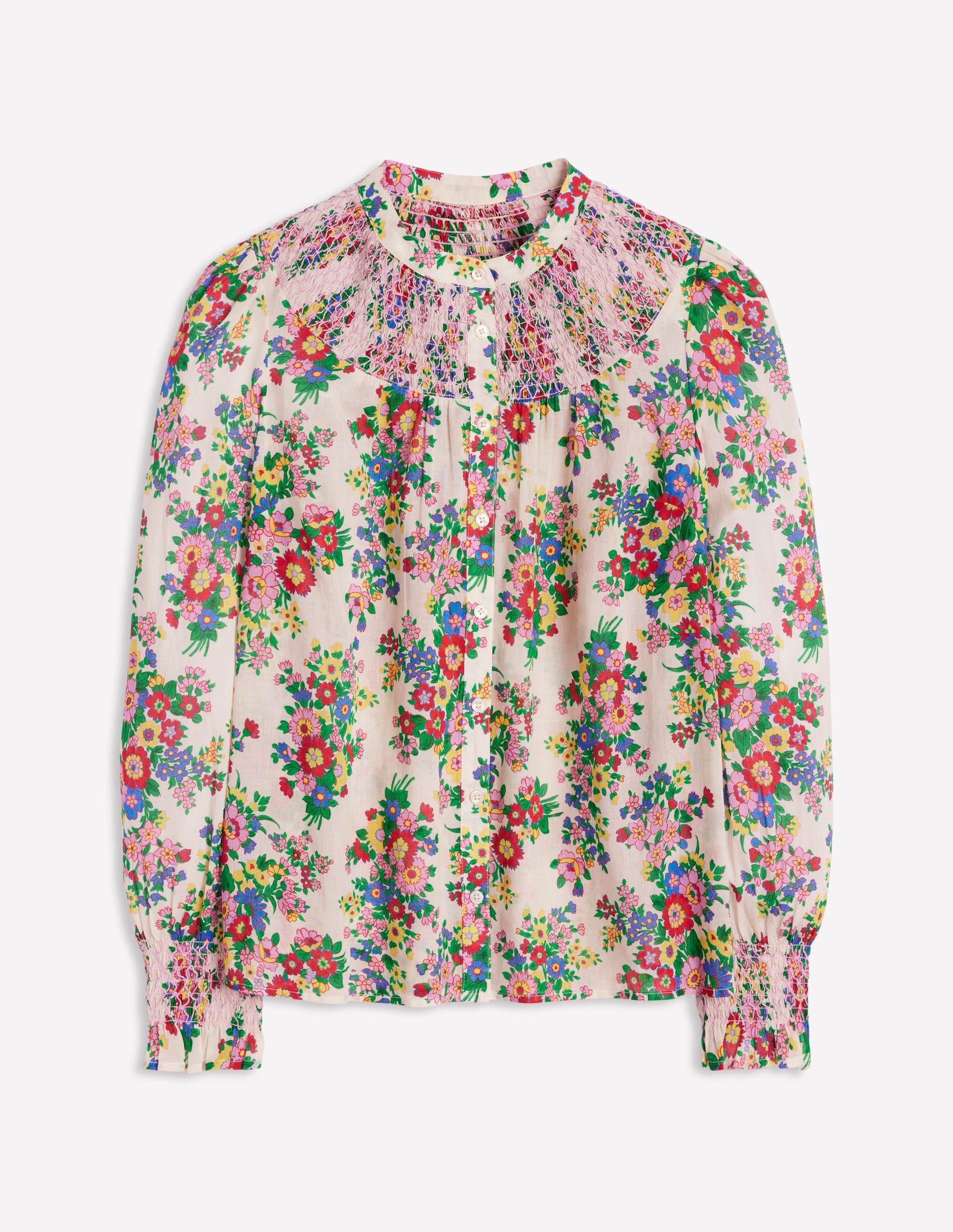 Effie Smocked Blouse-Multi, Bouquet Cluster-8