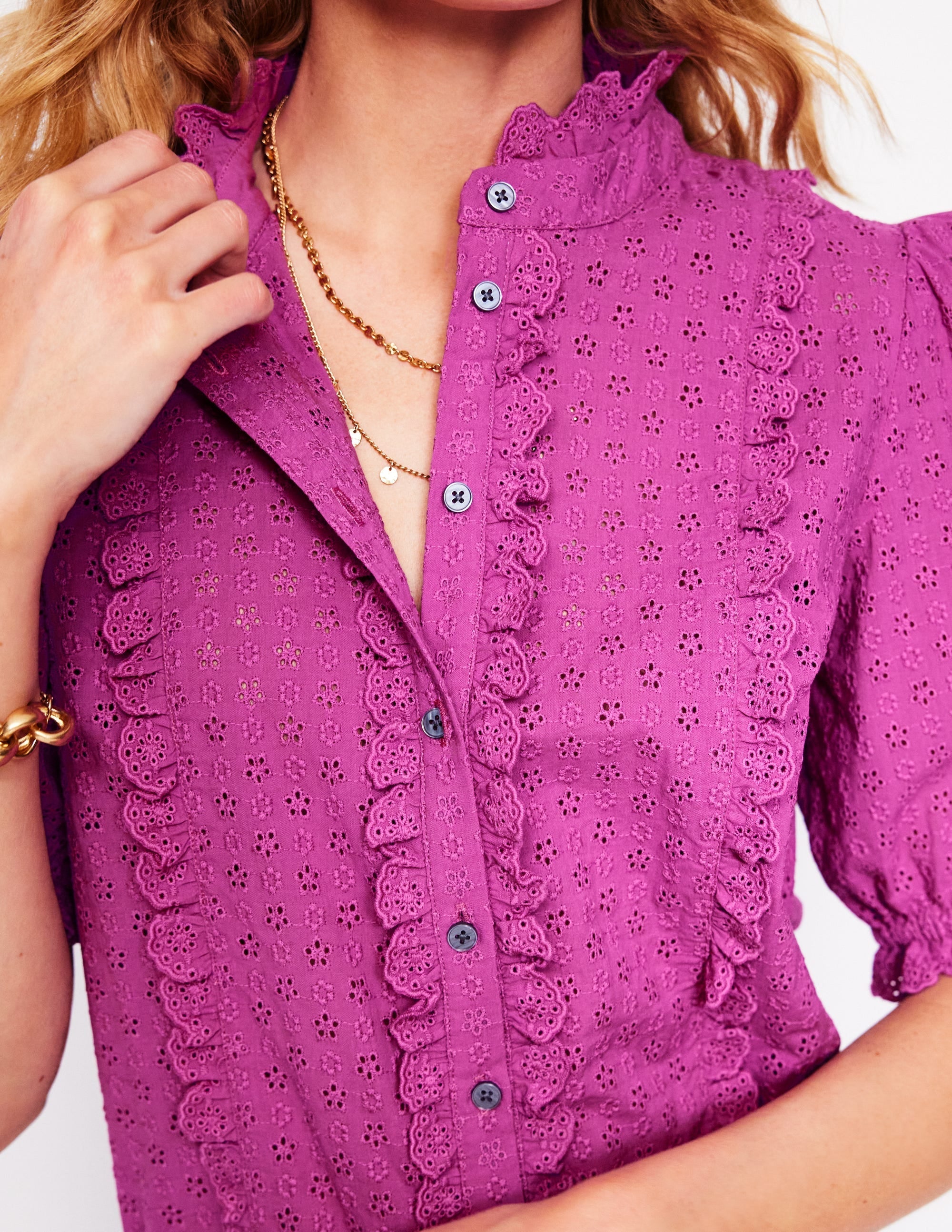 Feminine Cotton Blouse-Foxglove Purple - Image 2