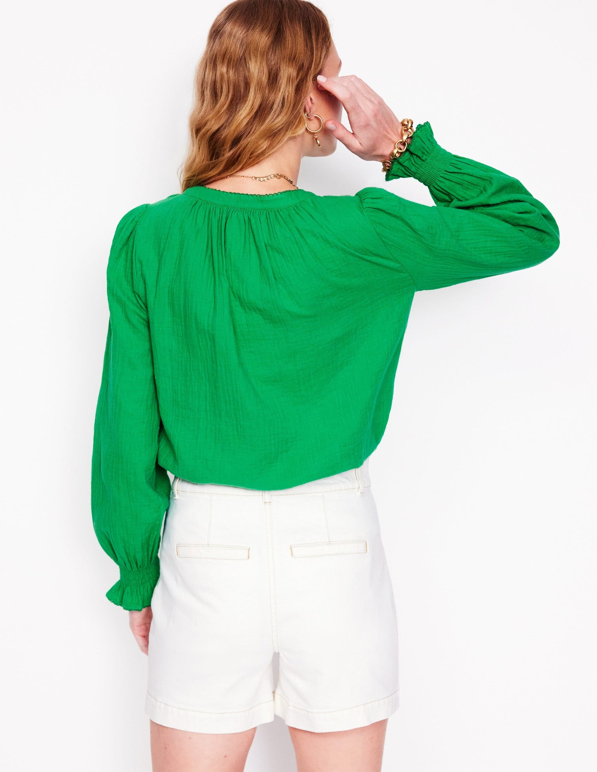 Evie Double Cloth Top-Sapling Green-3