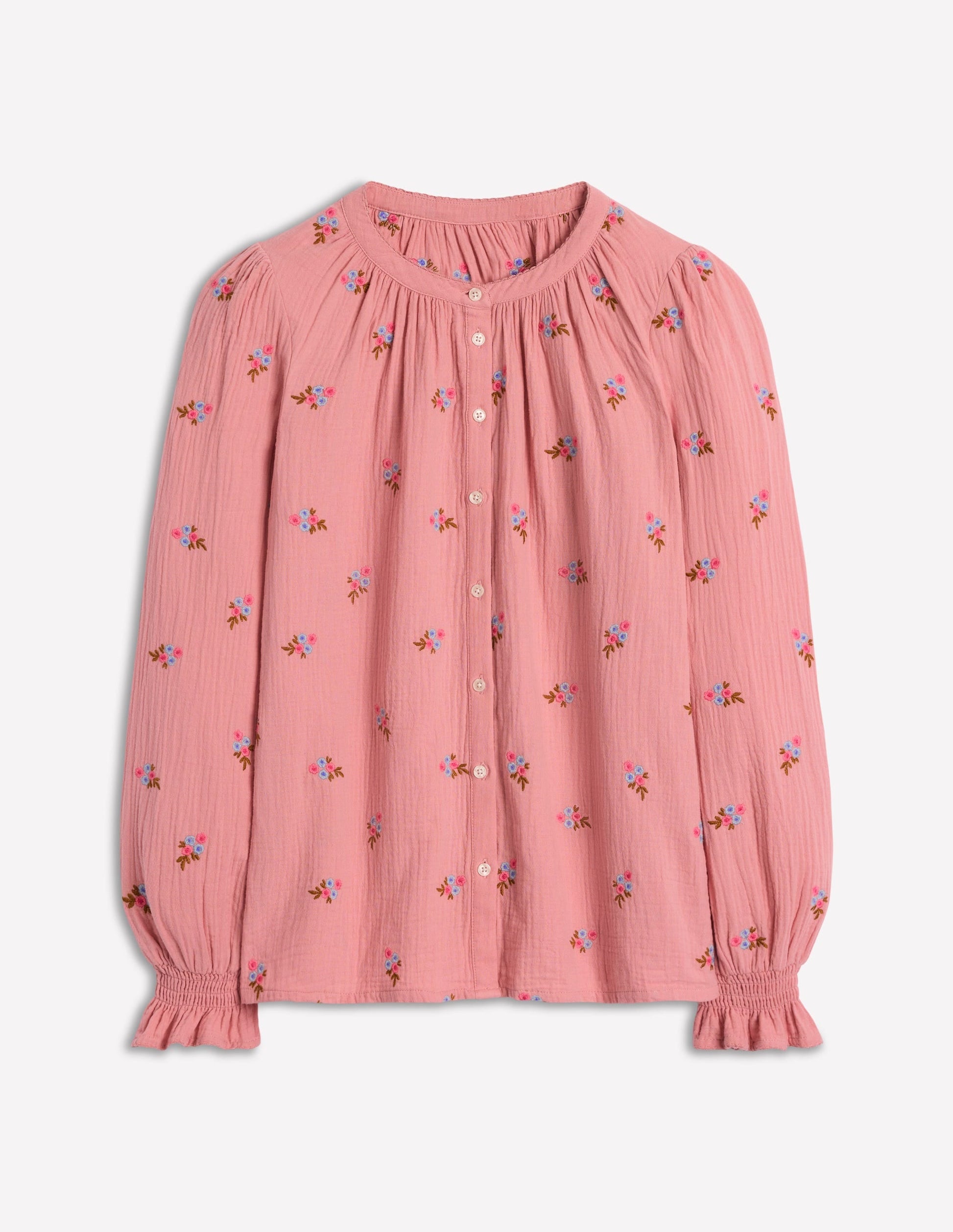 Evie Double Cloth Top-Almond Pink, Floral Embroidery-6