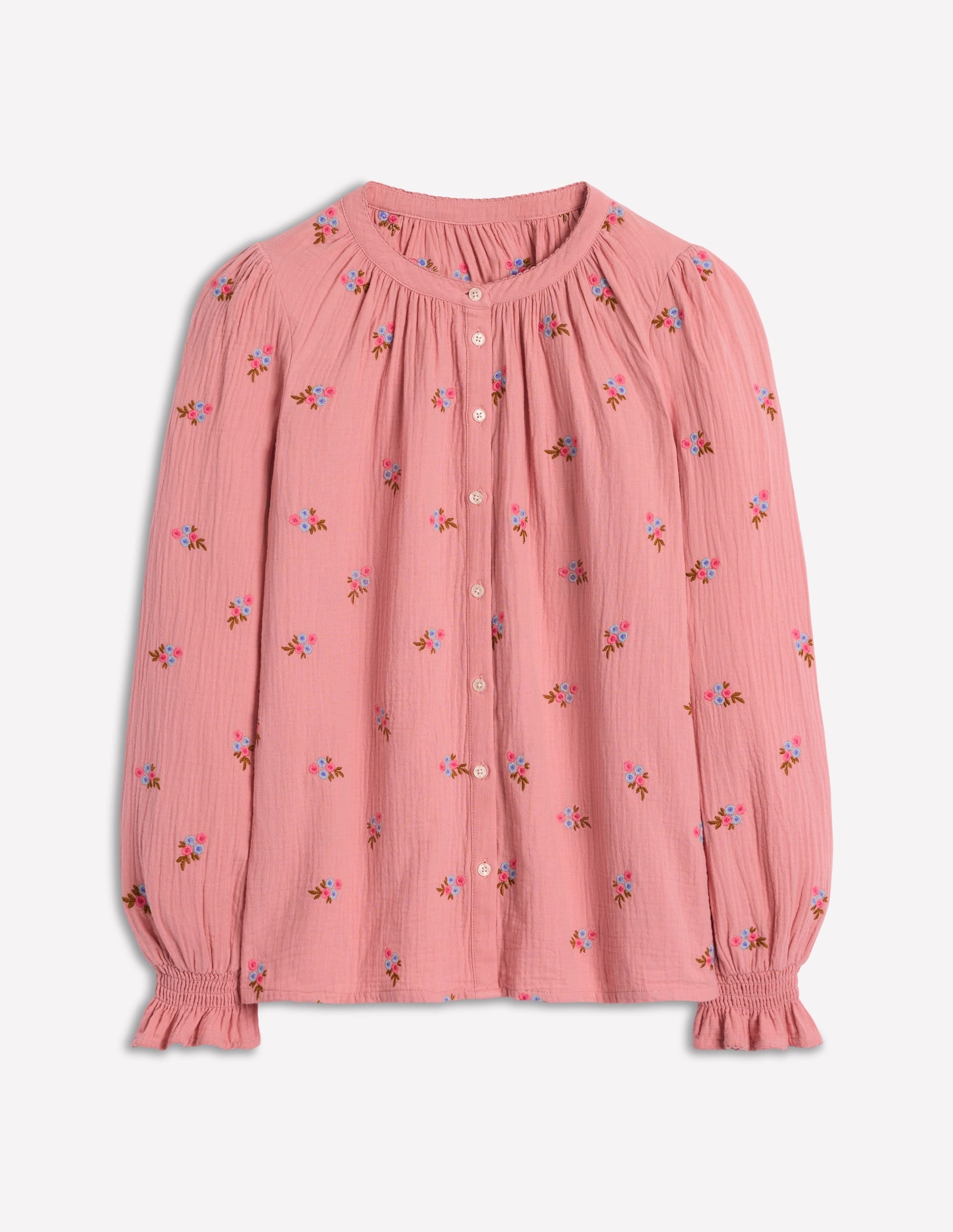 Evie Double Cloth Top-Almond Pink, Floral Embroidery - Image 6