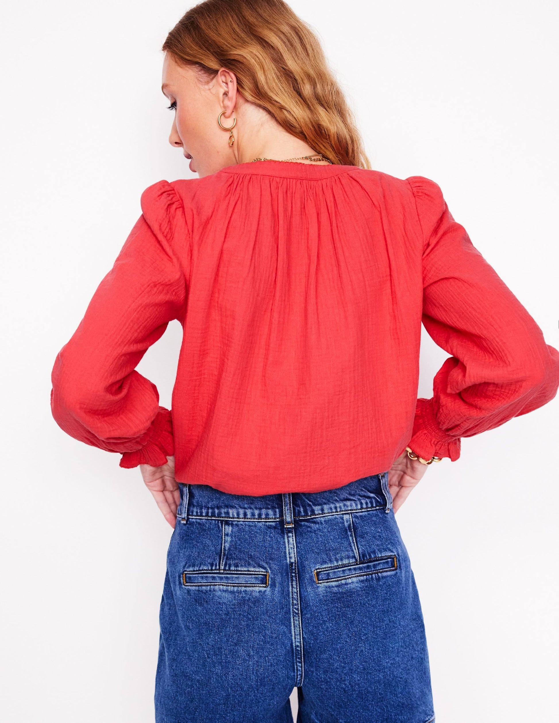 Evie Double Cloth Top-Jam Red-3