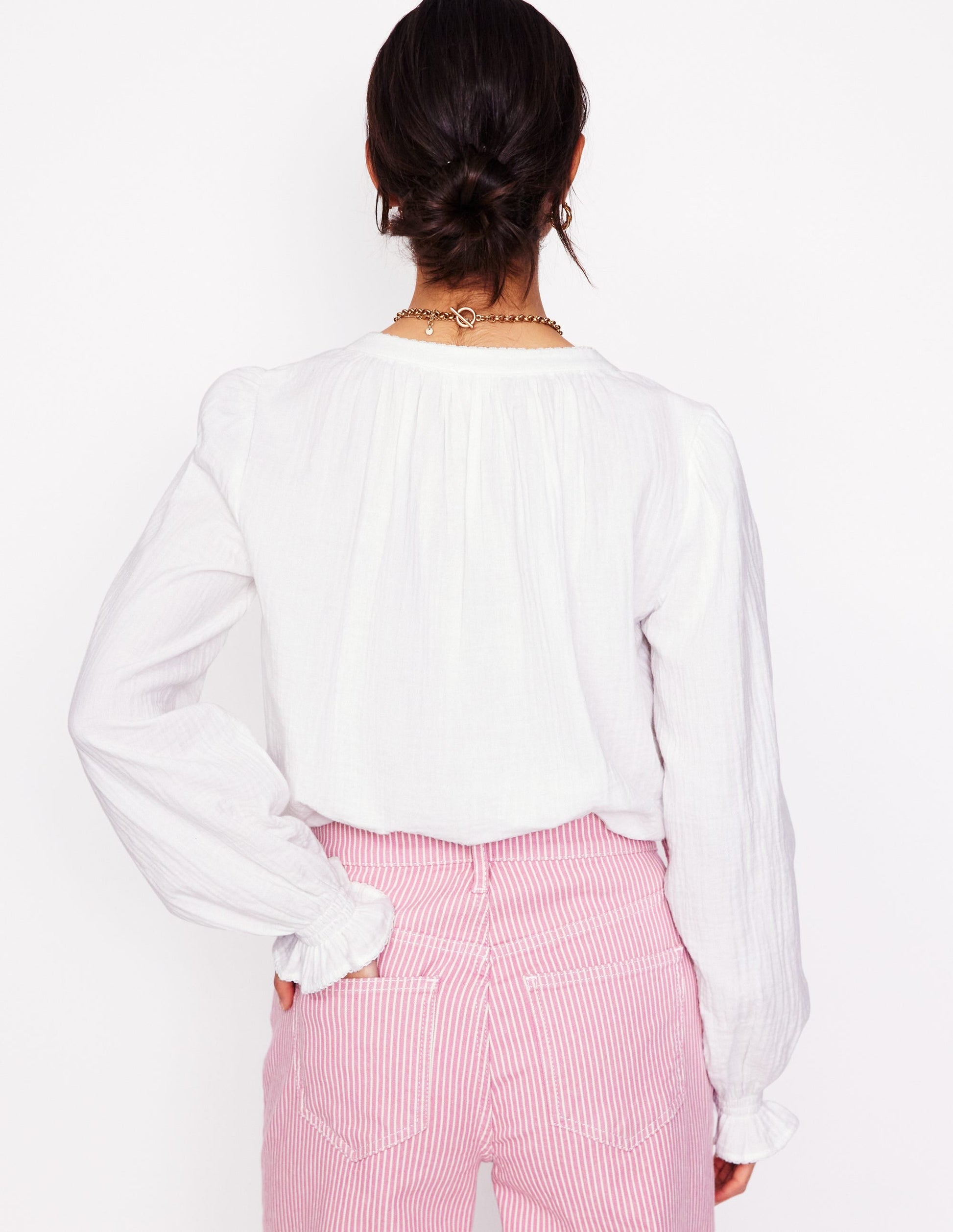 Evie Double Cloth Top-White-3