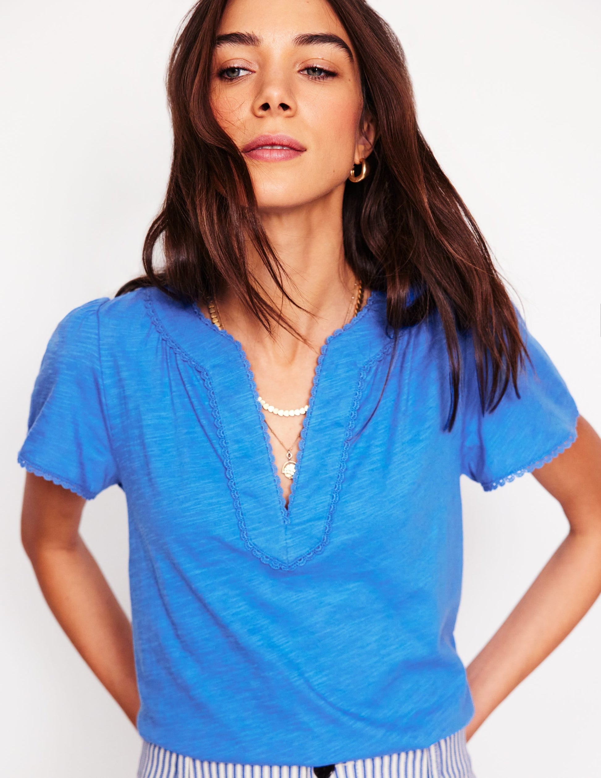 Ava Short Sleeve Top-Peacock Plume Blue-4