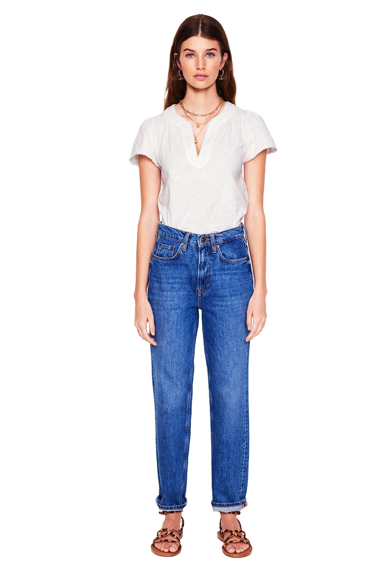 Ava Short Sleeve Top-White-5
