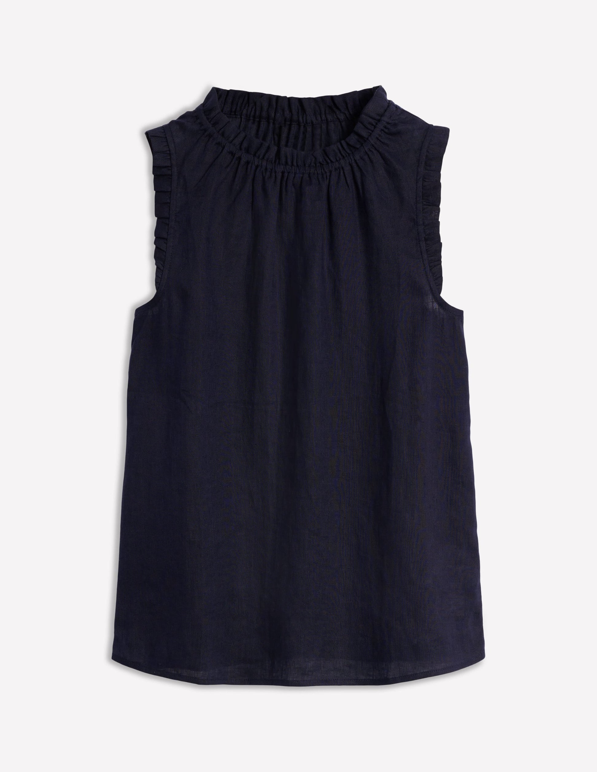 Sophie Ruffle Linen Top-Navy-5
