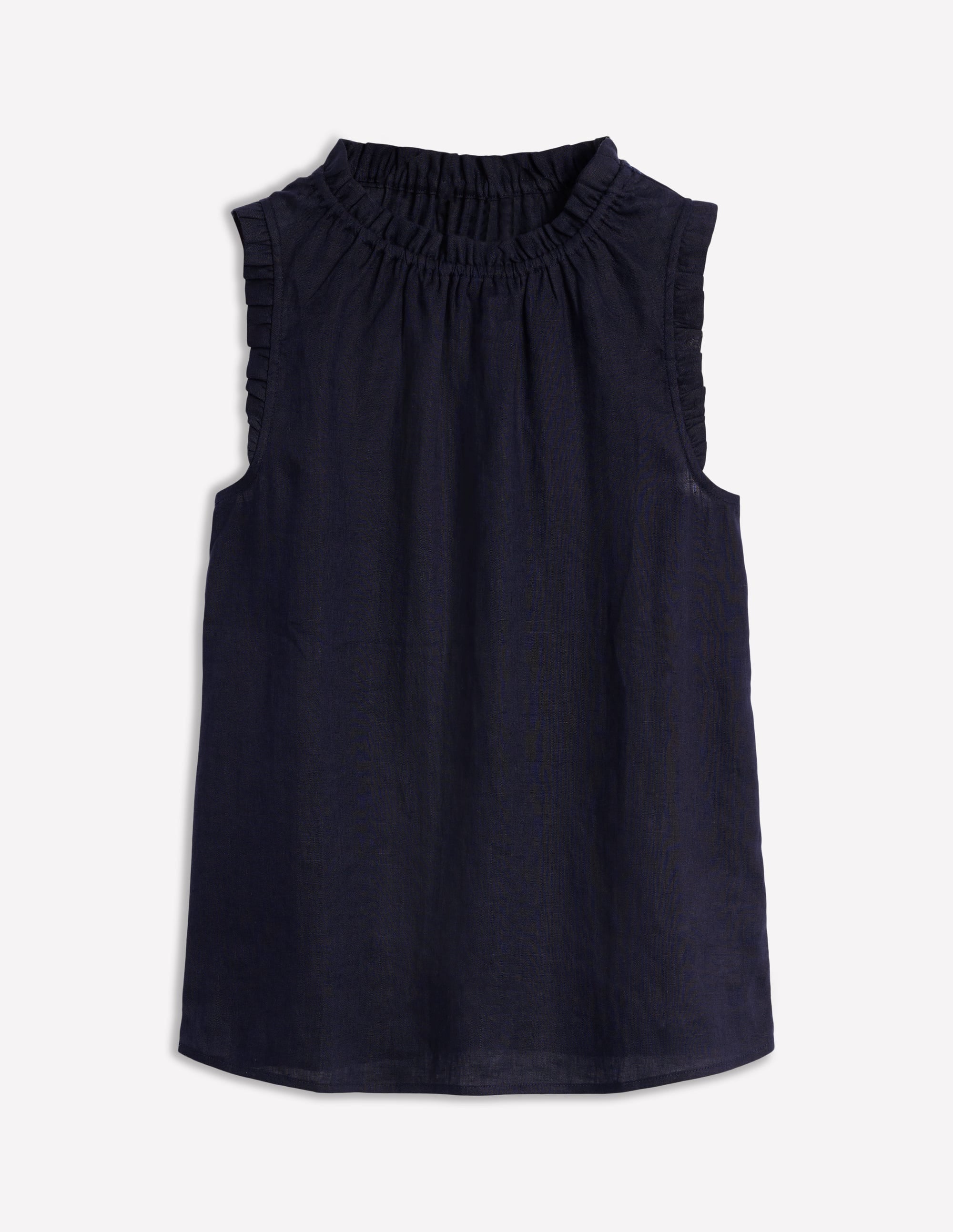 Sophie Ruffle Linen Top-Navy - Image 5