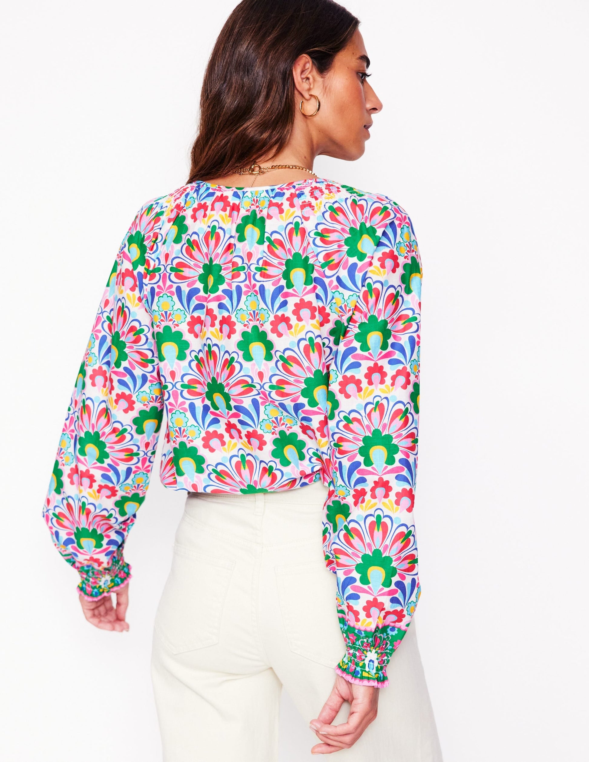 Easy Cotton Blouse-Multi, Decorative Dandelion-4